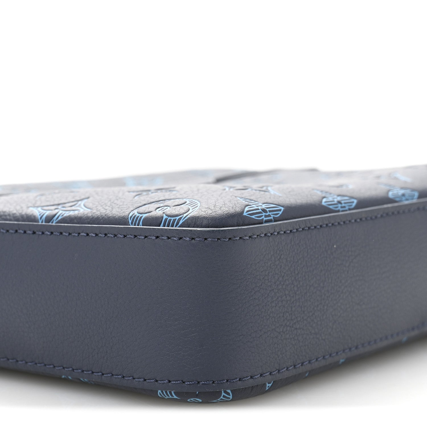 Calfskin Monogram Shadow Trio Messenger Navy River Blue