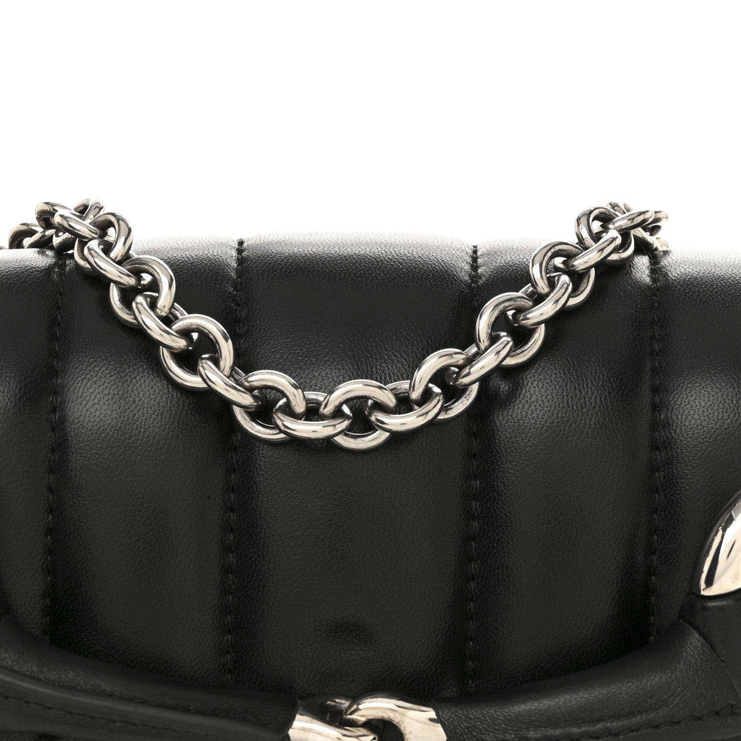 Nappa Vertical Matelasse Small Maxi Horsebit Chain Shoulder Bag Black