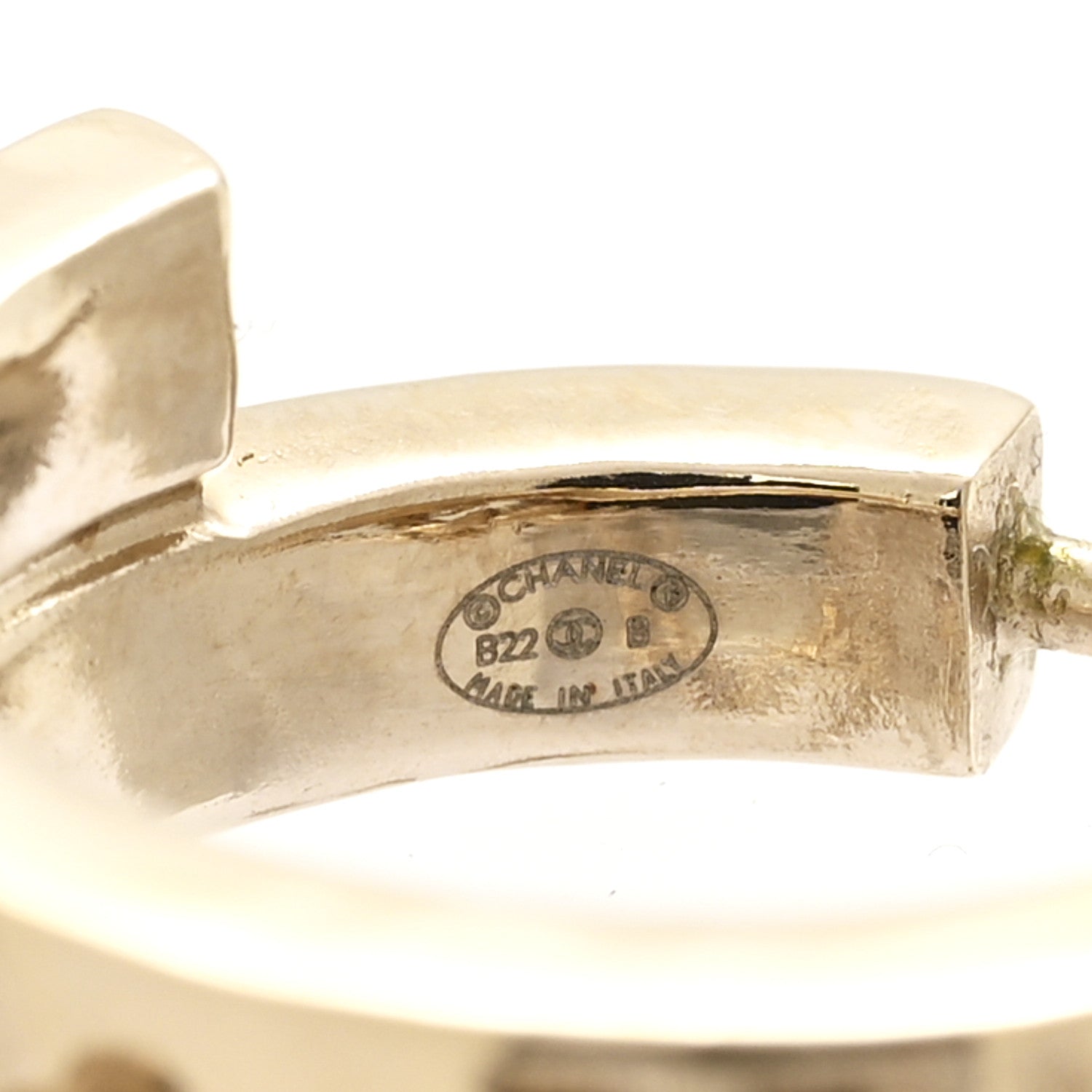 Metal Crystal Chain CC Hoop Earrings Gold