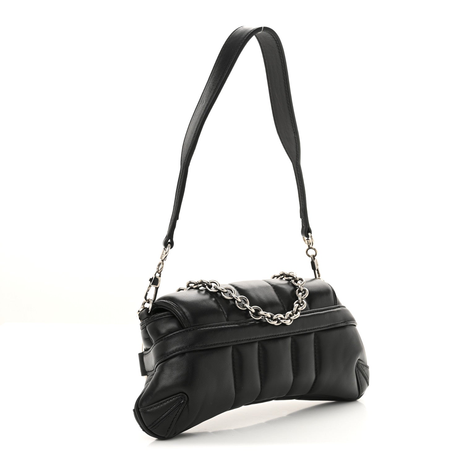 Nappa Vertical Matelasse Small Maxi Horsebit Chain Shoulder Bag Black