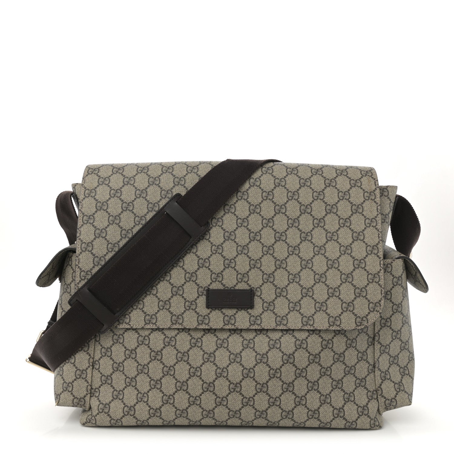 GG Plus Monogram Messenger Diaper Bag Dark Brown