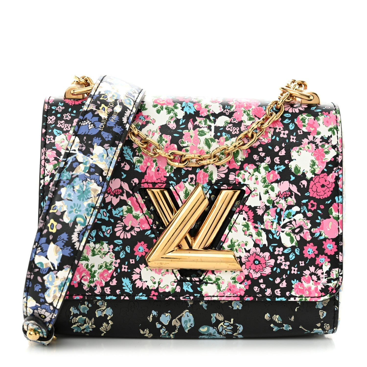 Printed Calfskin Flower Twist Shoulder Bag PM