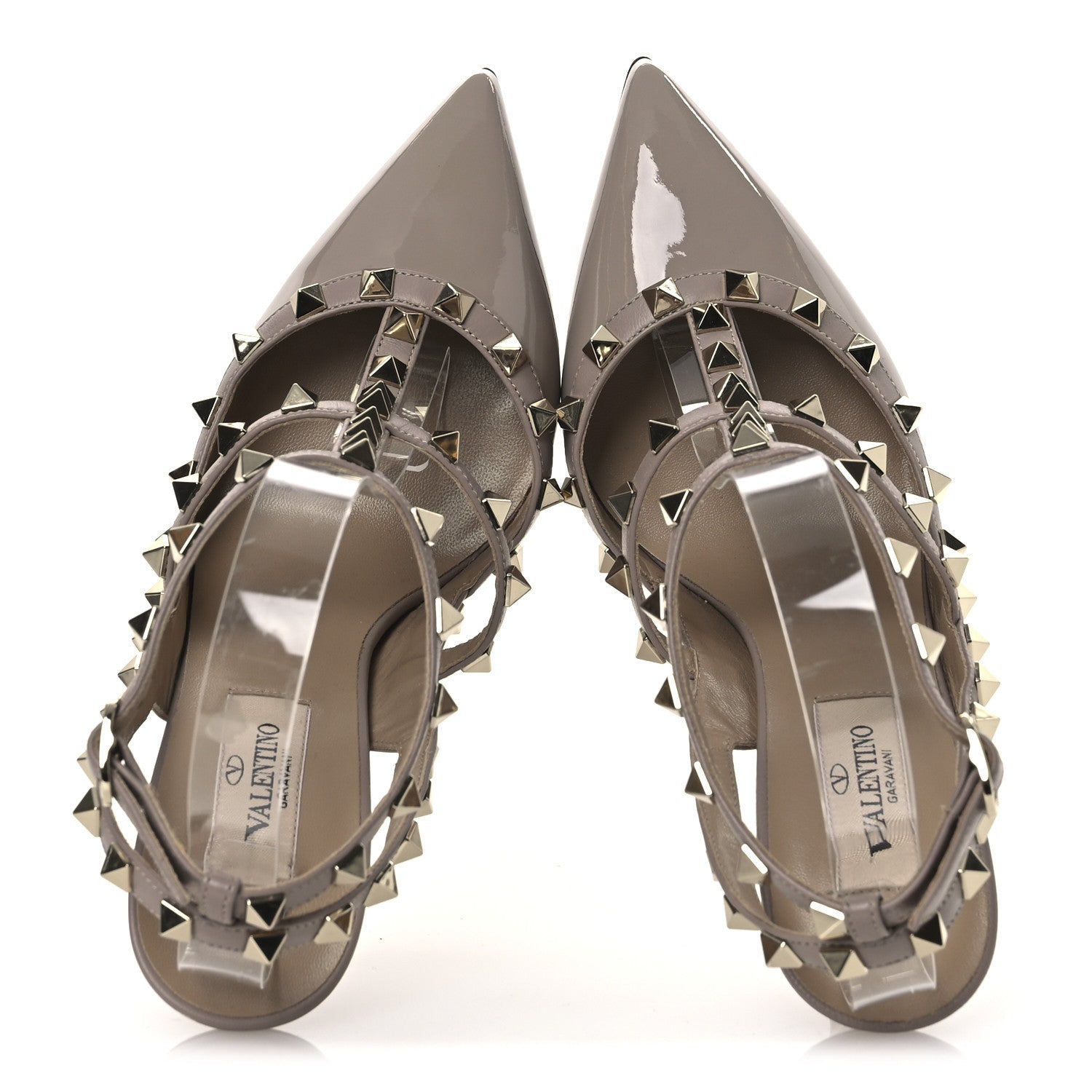 Patent Nappa Rockstud Ankle Strap 100mm Pumps 37 Poudre