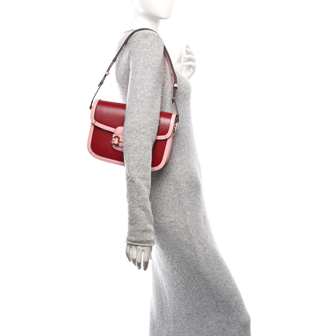 Azalea Calfskin Horsebit 1955 Shoulder Bag New Cherry Red Wild Rose