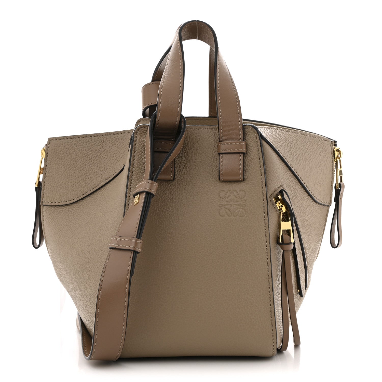 Soft Grained Calfskin Compact Hammock Shoulder Bag Sand