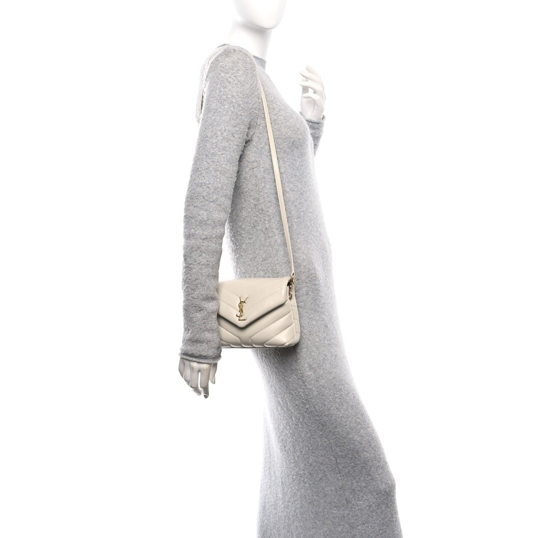 Calfskin Y Quilted Monogram Toy Loulou Crossbody Bag Blanc Vintage