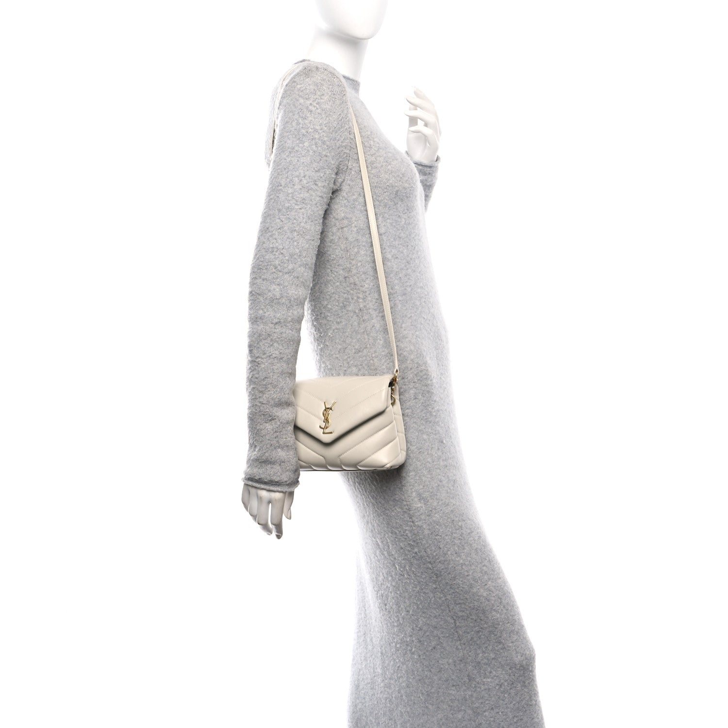 Calfskin Y Quilted Monogram Toy Loulou Crossbody Bag Blanc Vintage