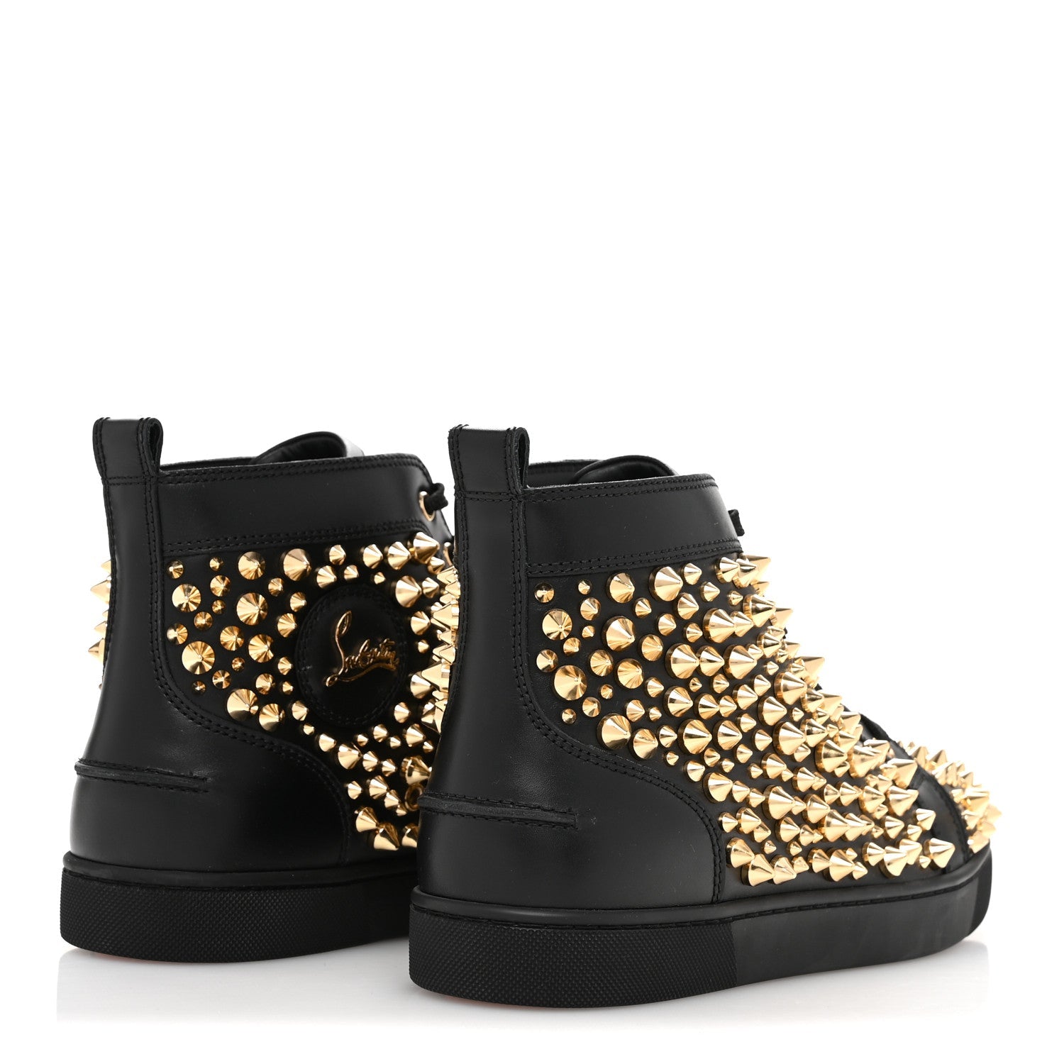 Calfskin Louis Spikes Flat Mens Sneakers 42.5 Black