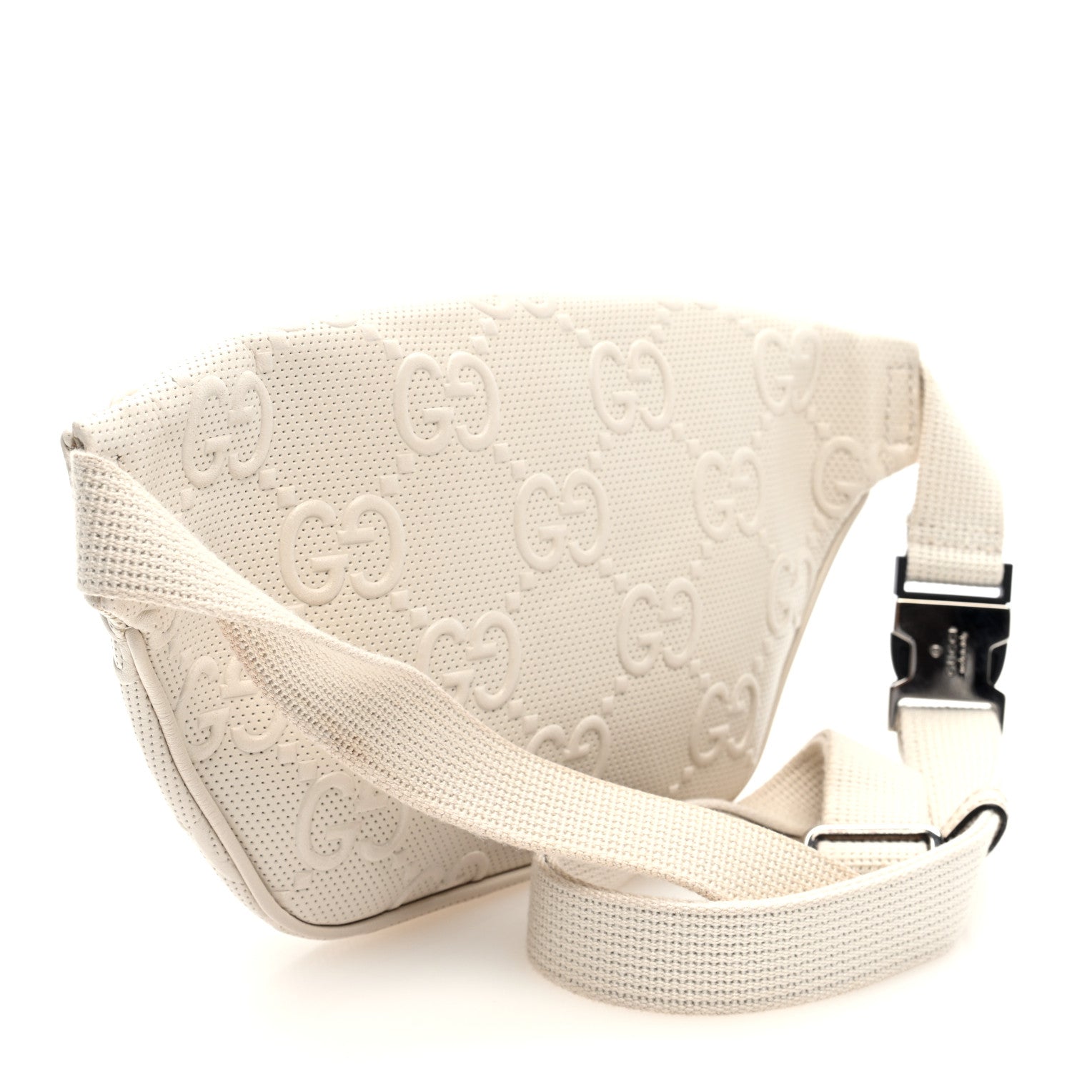 Calfskin GG Tennis Embossed Belt Bag Mystic White