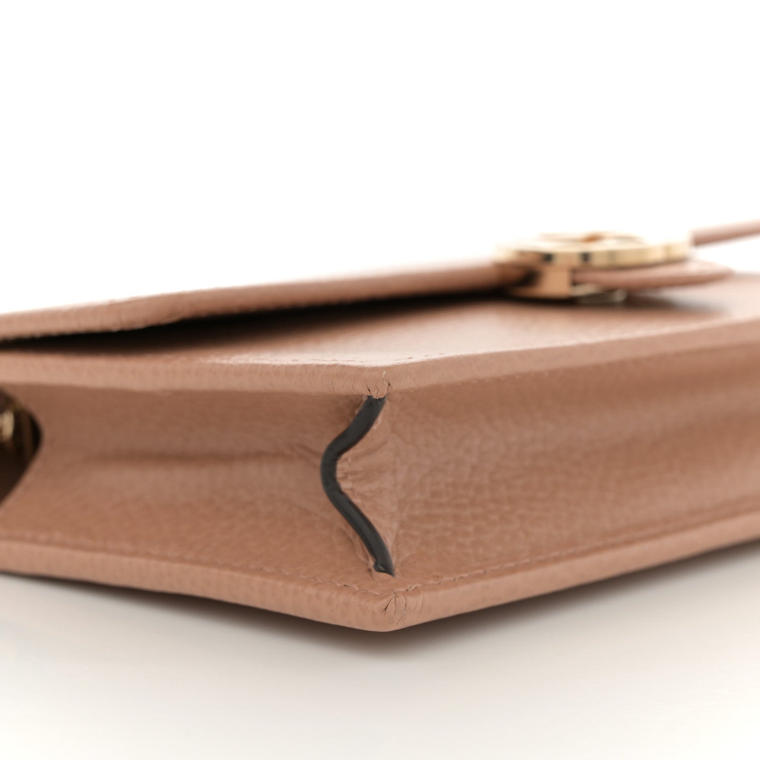 Dollar Calfskin Interlocking G Chain Wallet Camelia