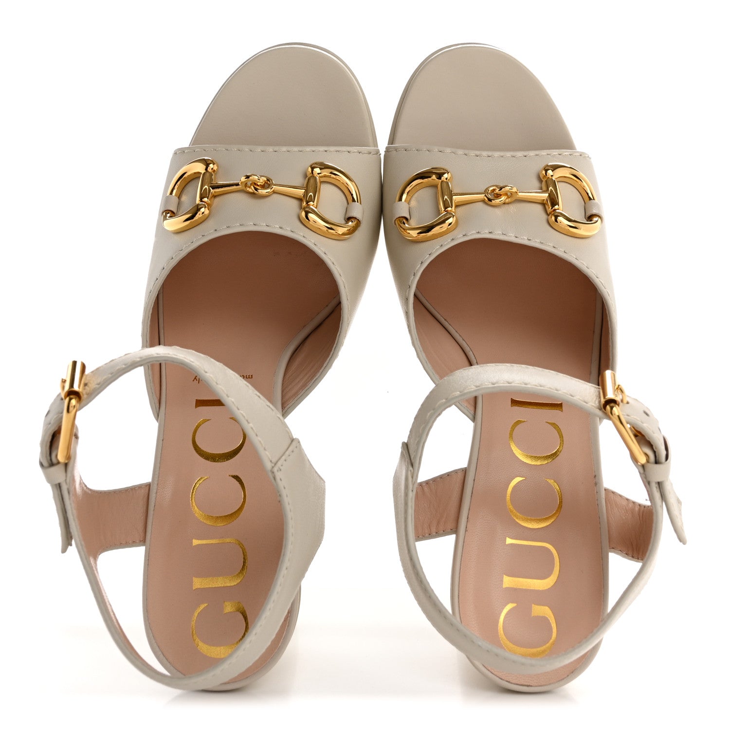 Nappa Charlotte Horsebit 40/135mm Platform Sandals 40.5 Mystic White