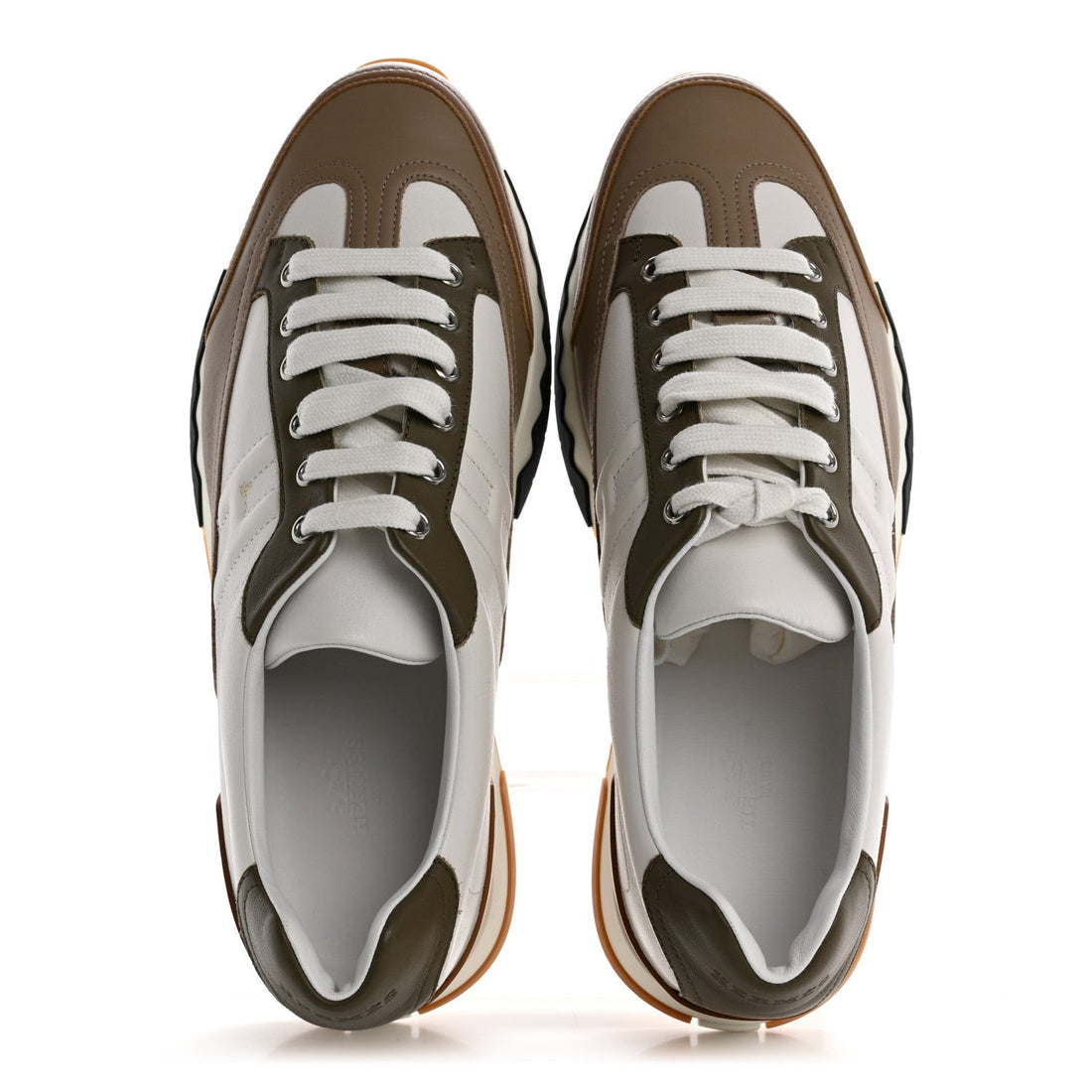 Calfskin Suede Mens Trail Sneakers 42 Beige Glaise Multicolor