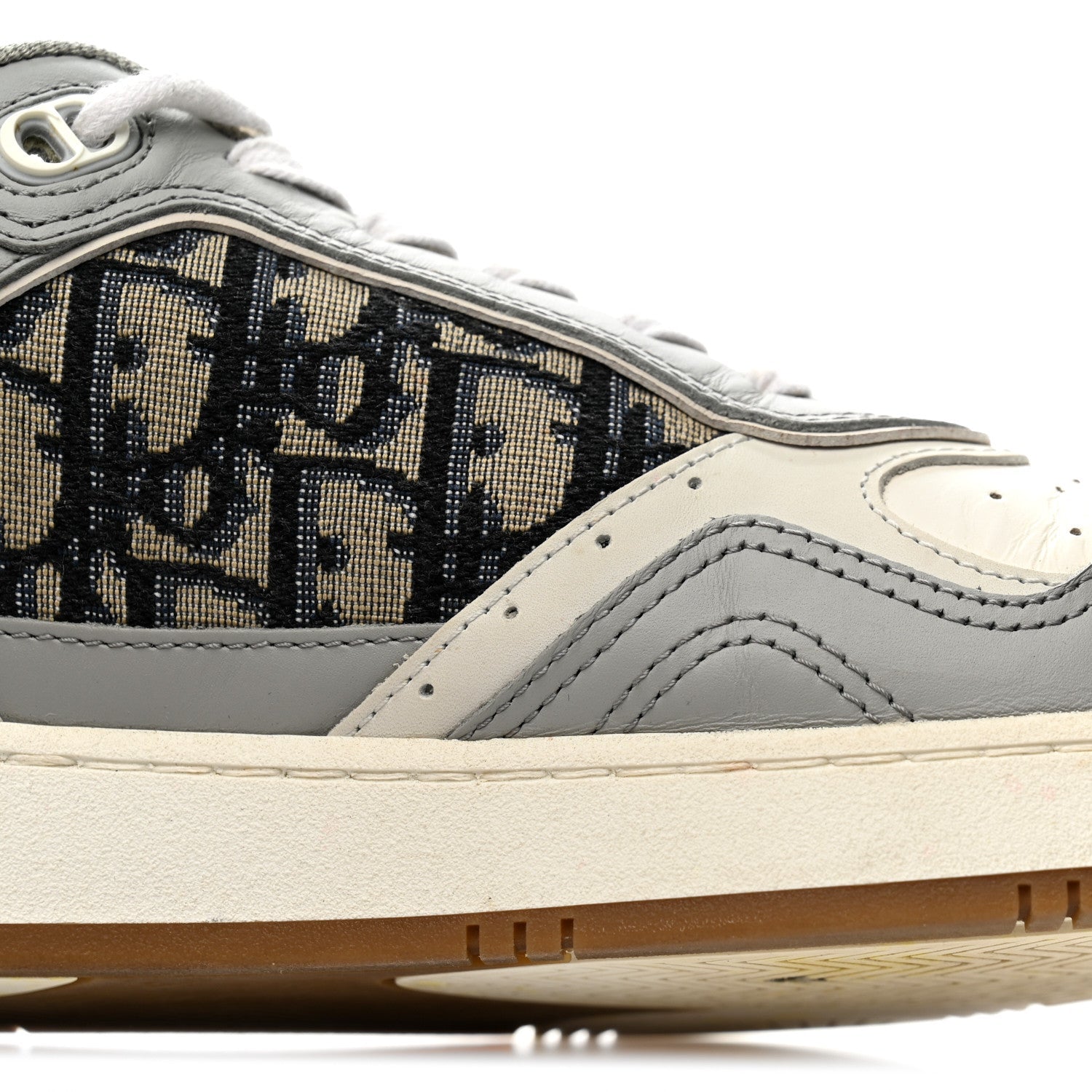 Smooth Calfskin Jacquard Oblique Mens B27 Low Top Sneakers 43 Beige Blue