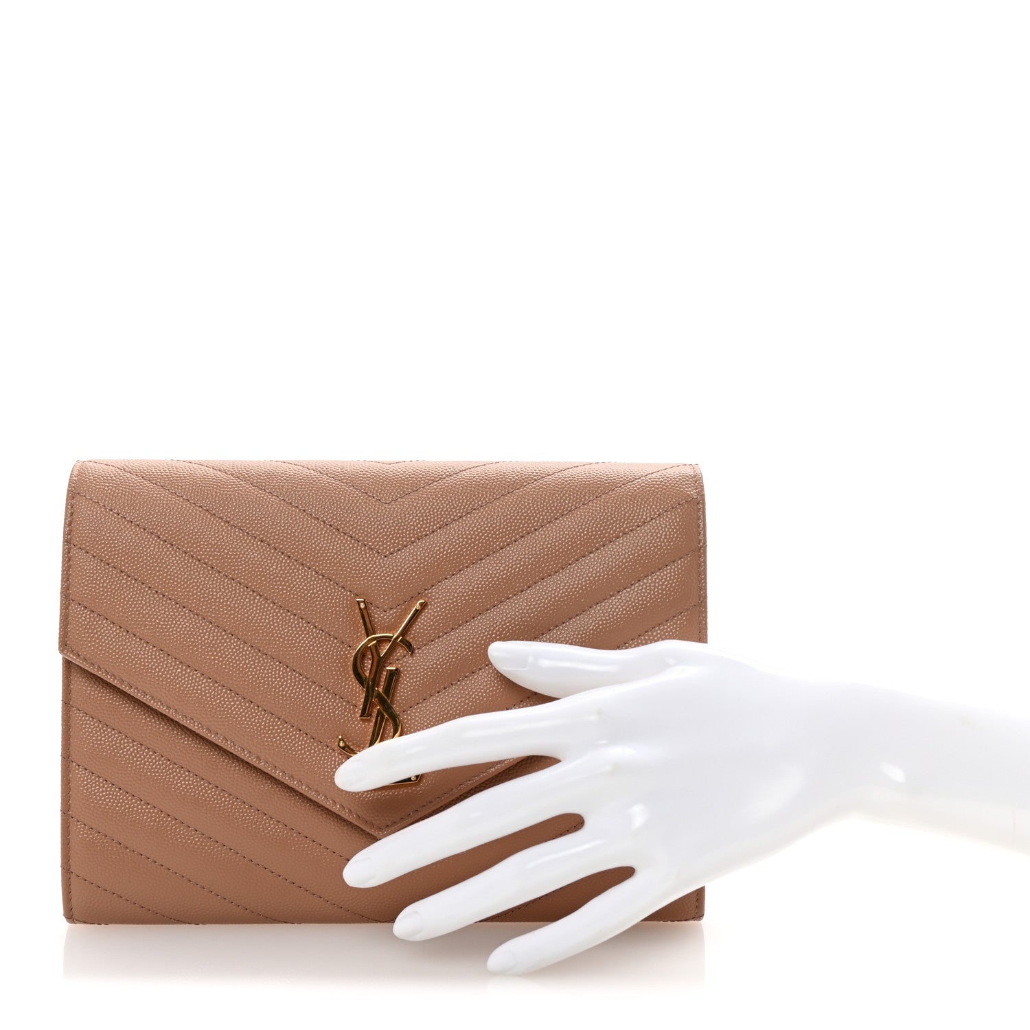 Grain De Poudre Matelasse Chevron Monogram Envelope Vintage Peach