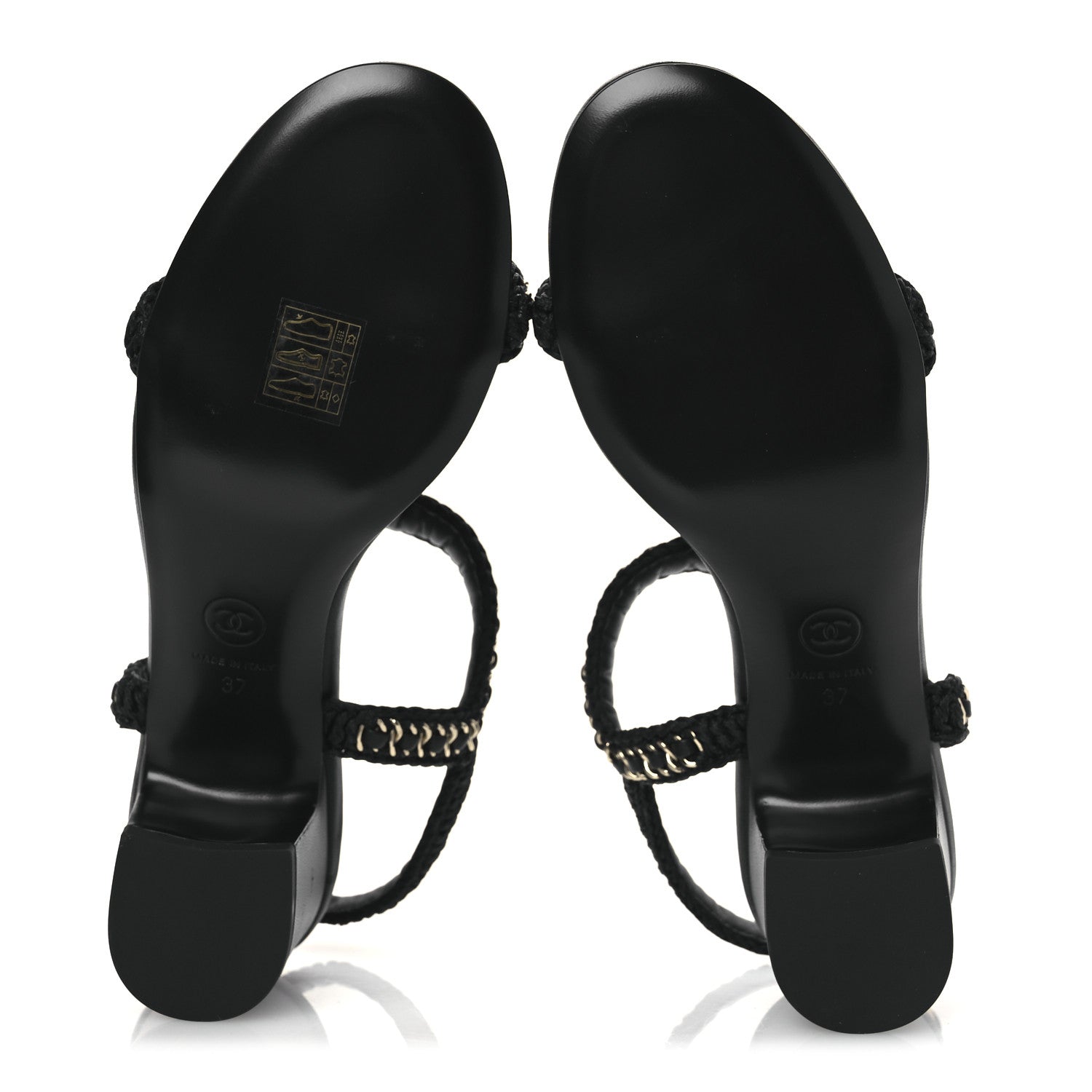 Lambskin CC Chain Braided Sandals 37 Black