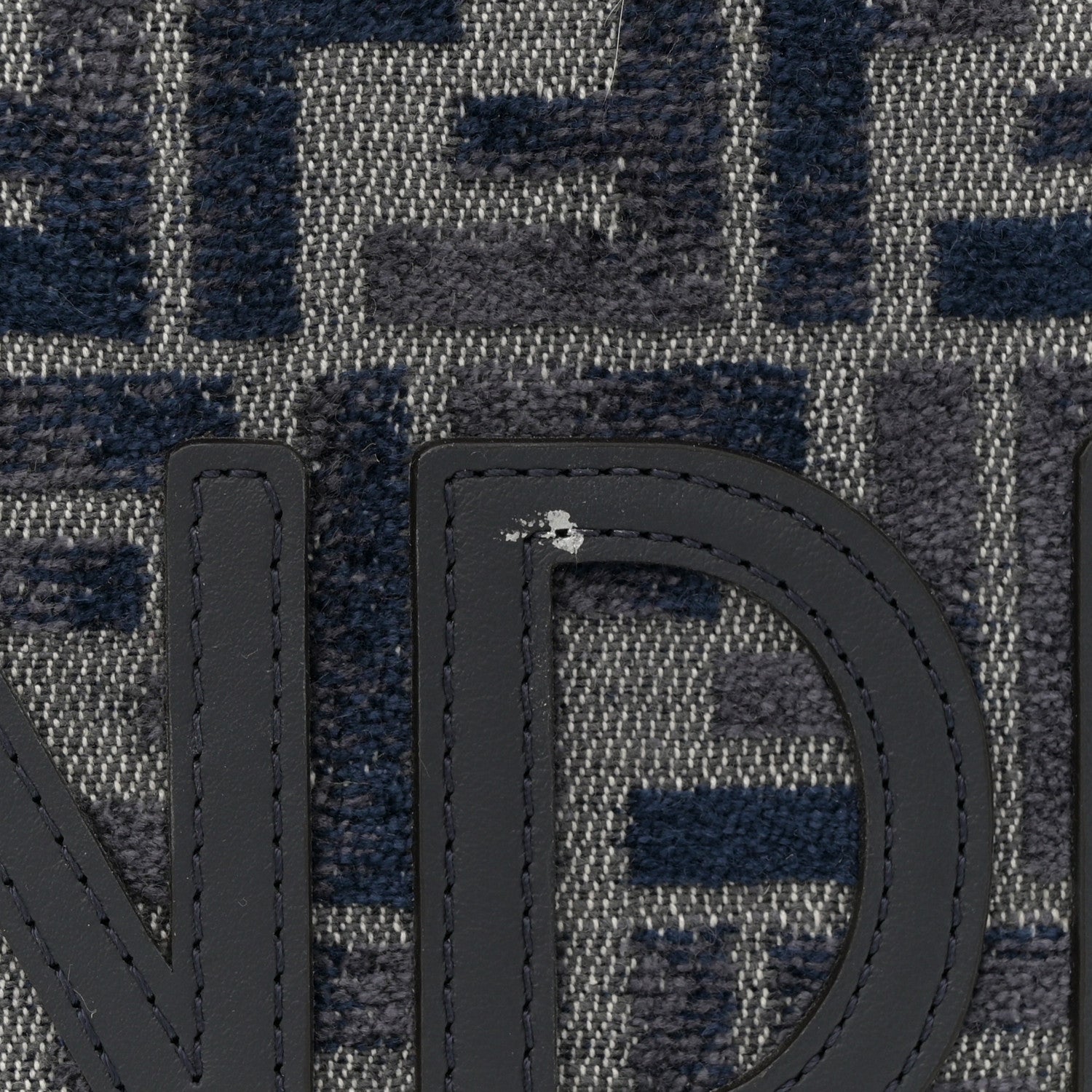 Chenille Vitello Grace FF Embroidered Small Fendi Sunshine Shopper Tote Dark Blue Grey