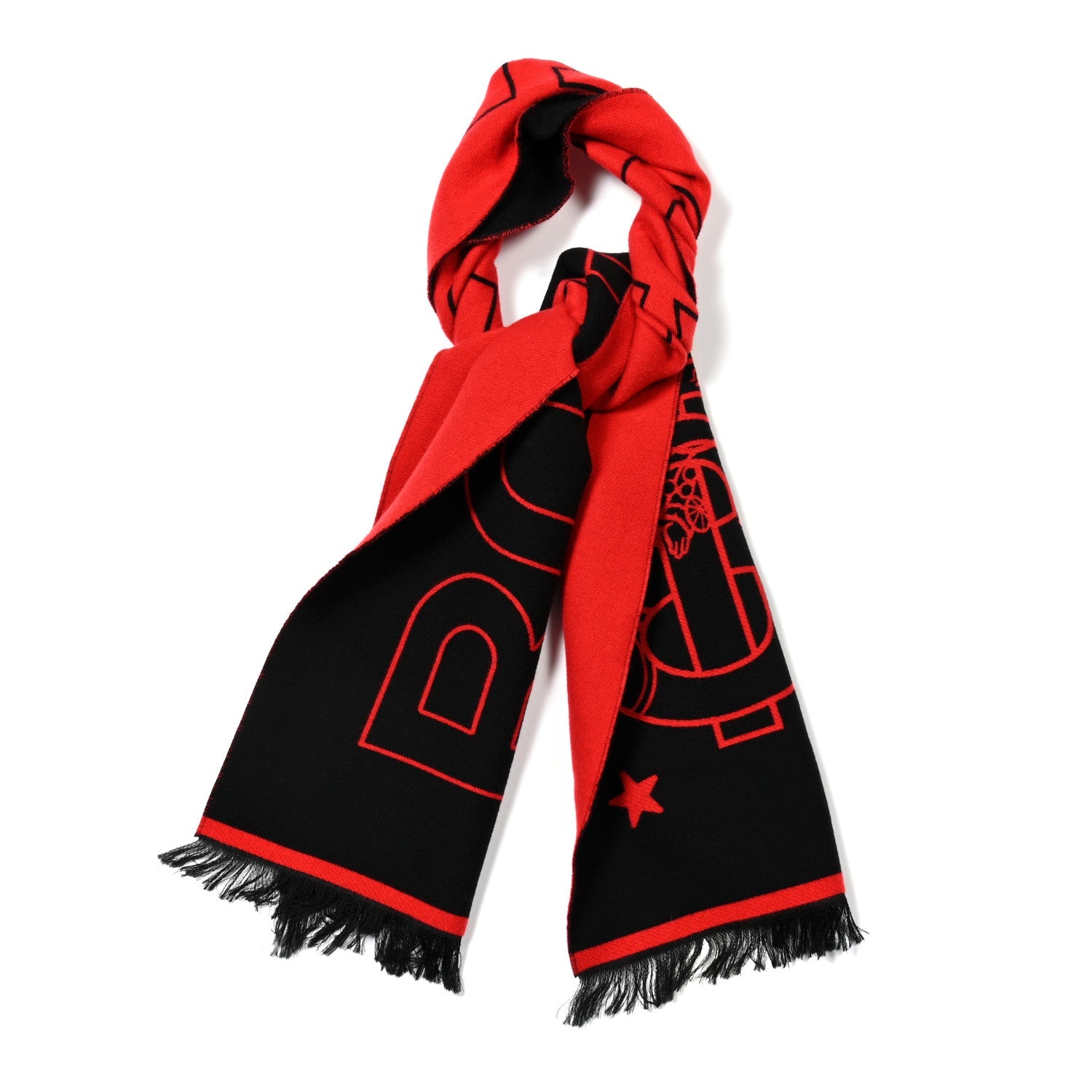 Wool Silk Monogram TB Reversible Fringe Scarf