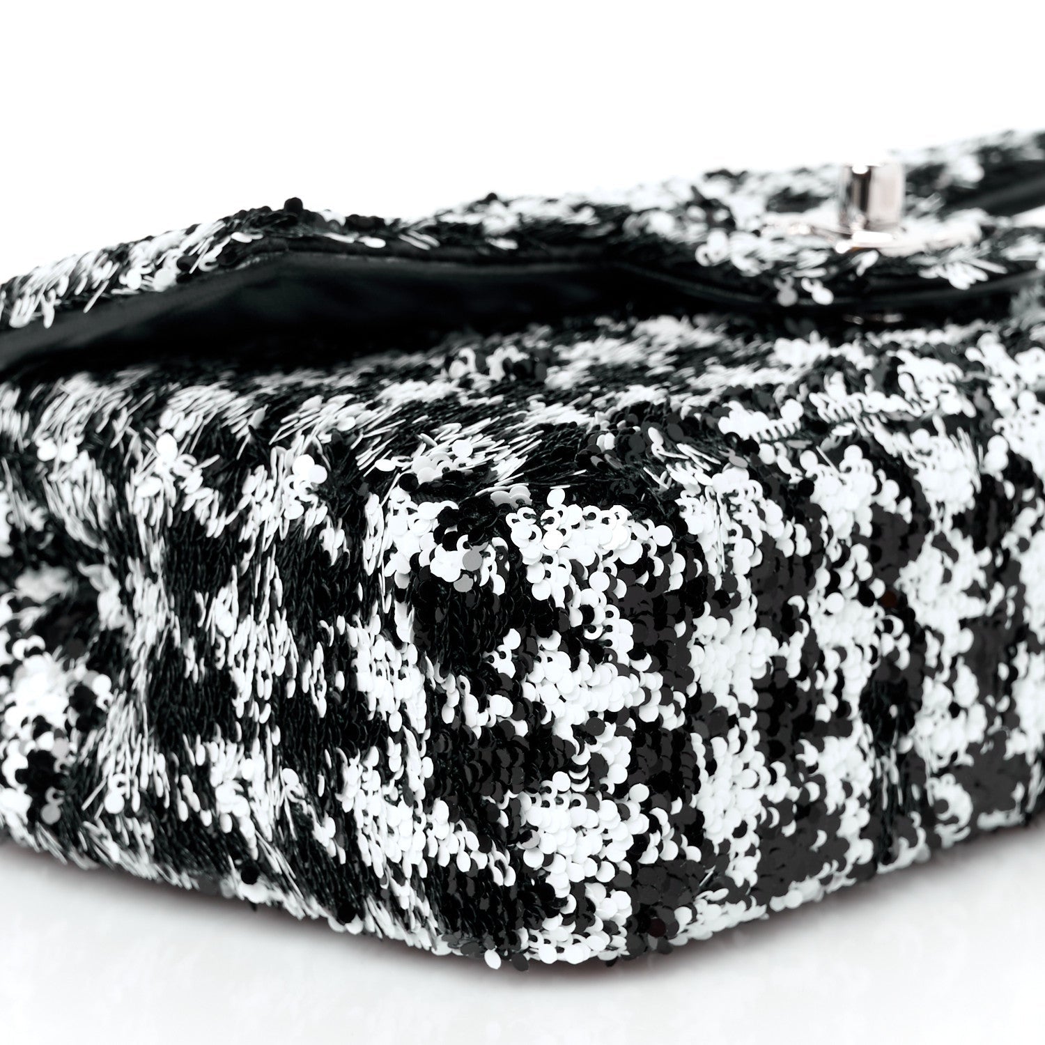 Sequin Houndstooth Small Flap Black White