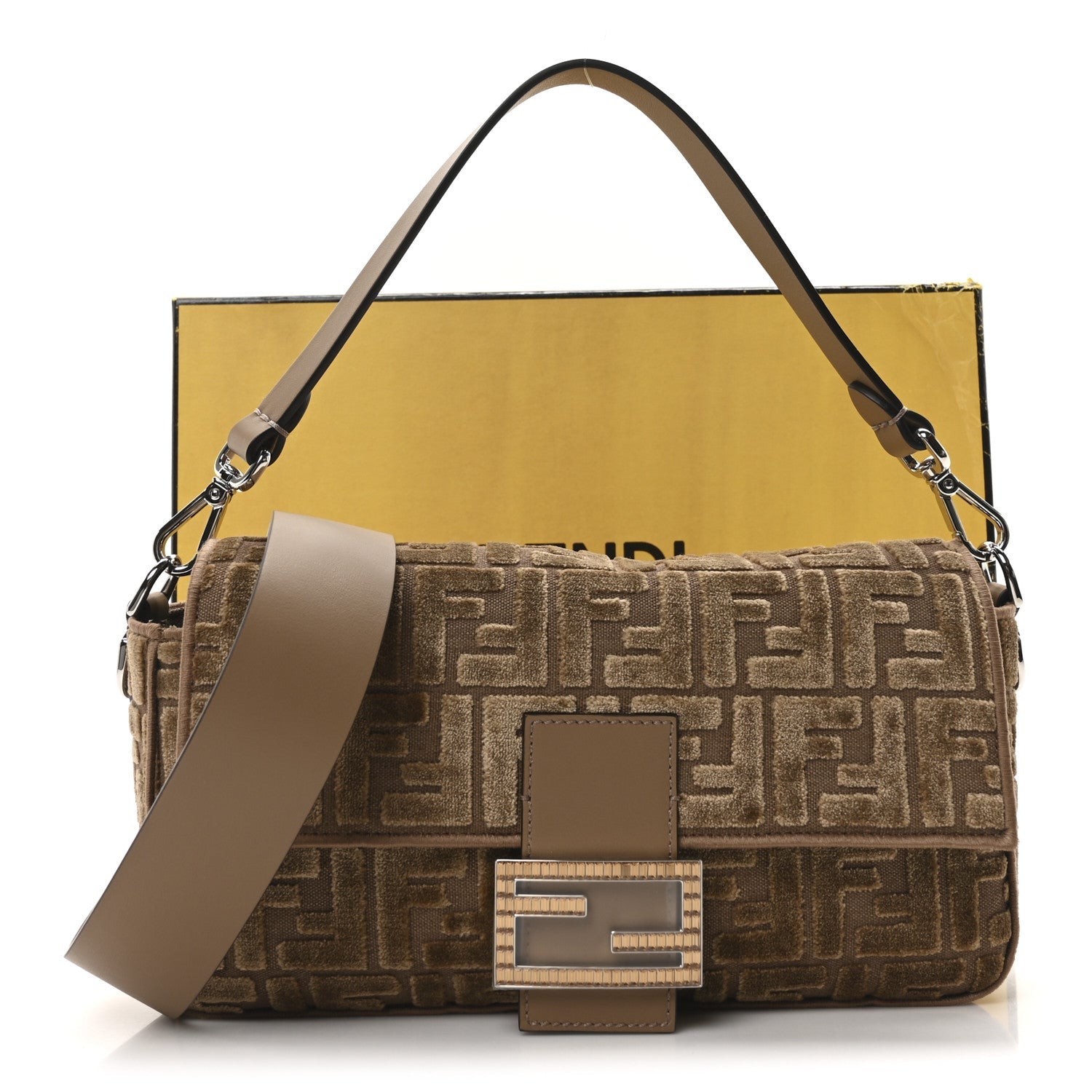 Velvet Jacquard Crystal FF Baguette Cappuccino