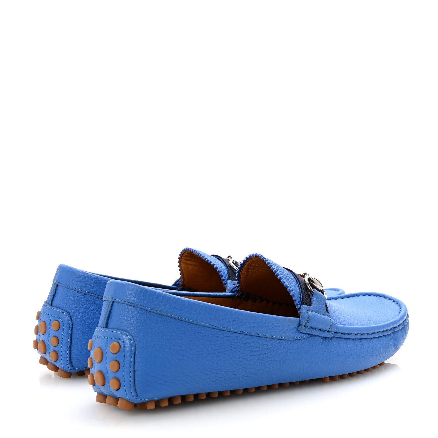 Calfskin Web Mens Horsebit Driver Loafers 8 Blue