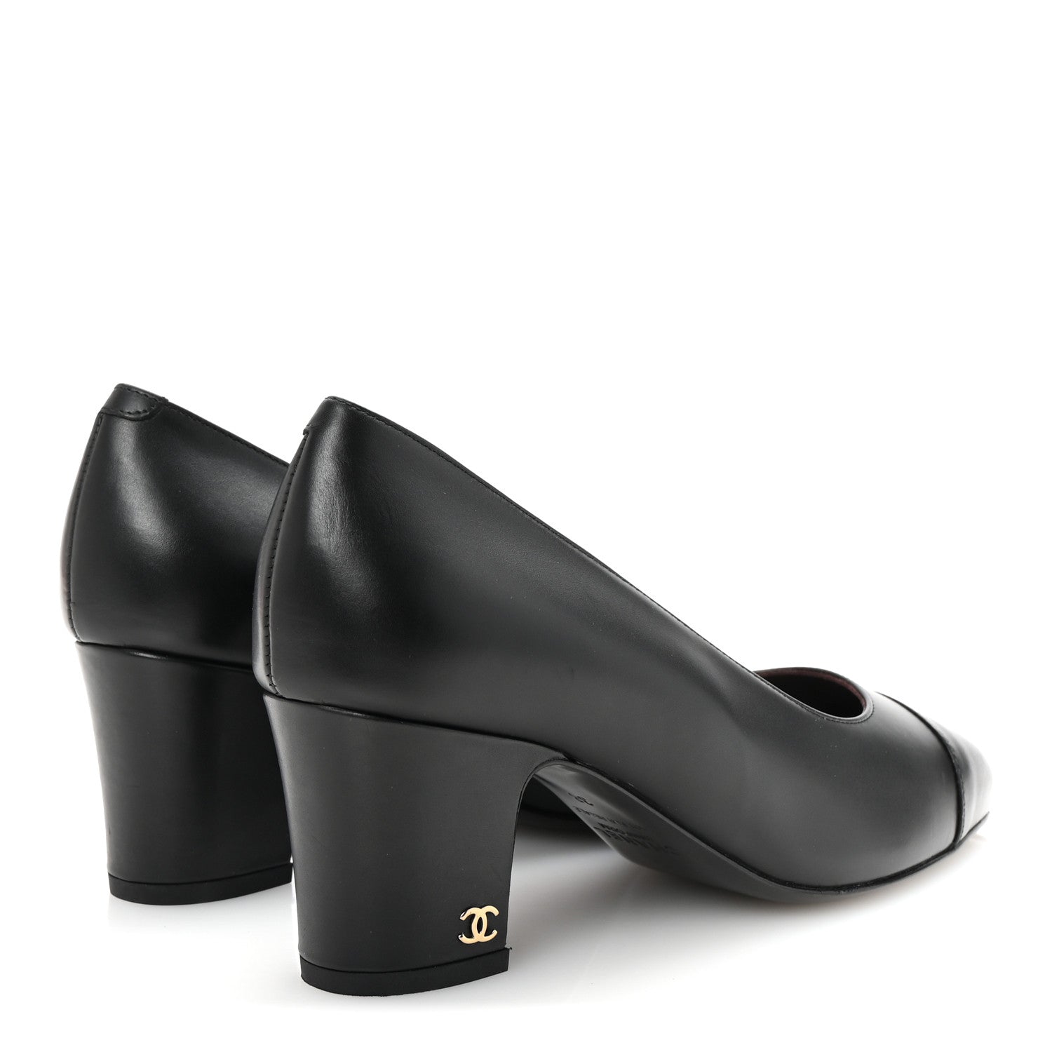 Lambskin Cap Toe CC Uniform Pumps 38 Black