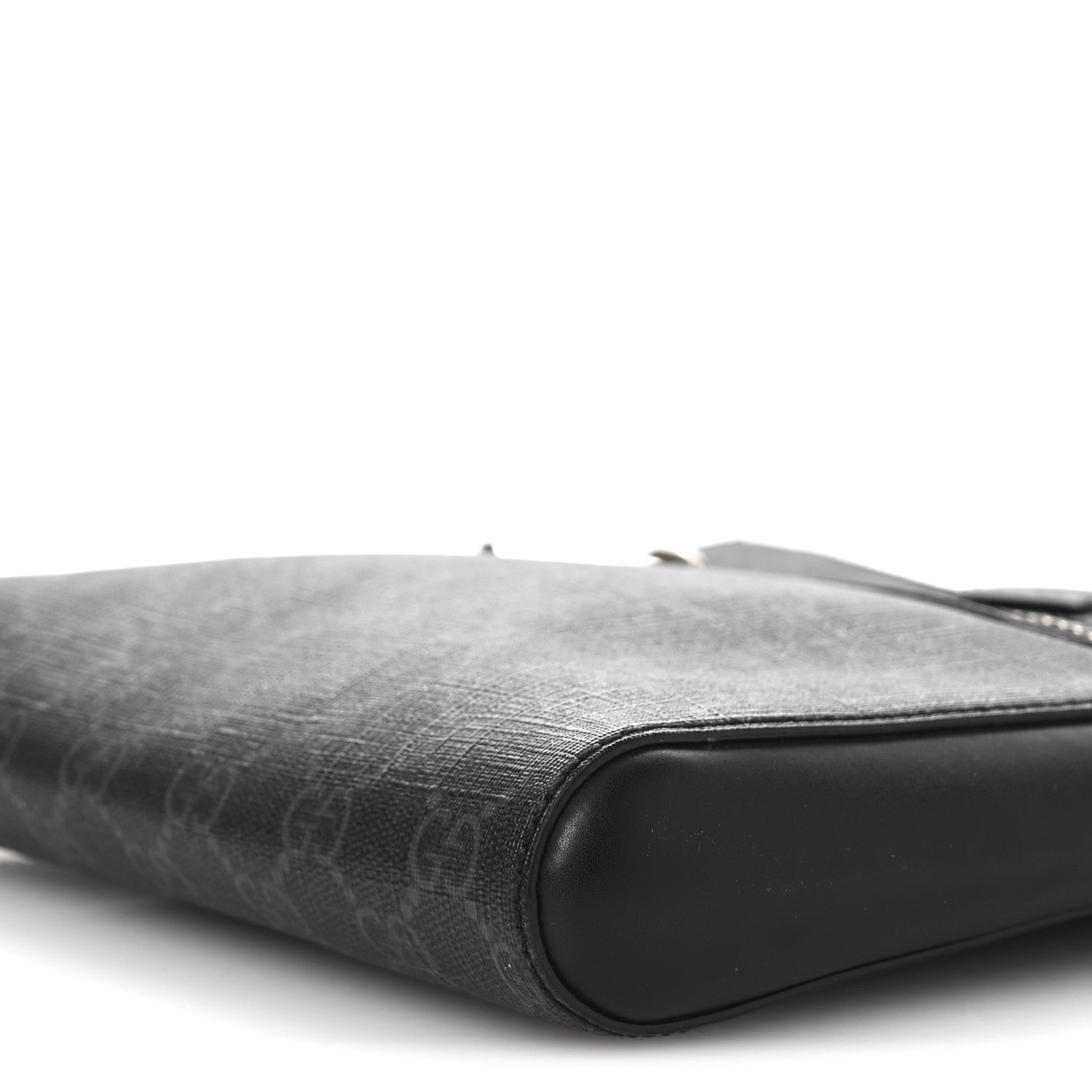 GG Supreme Monogram Web Small Flat Messenger Bag Black Grey