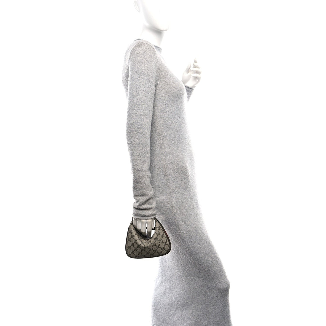 GG Supreme Monogram Textured Dollar Calfskin Web Mini Attache Bag Beige Ebony New Acero