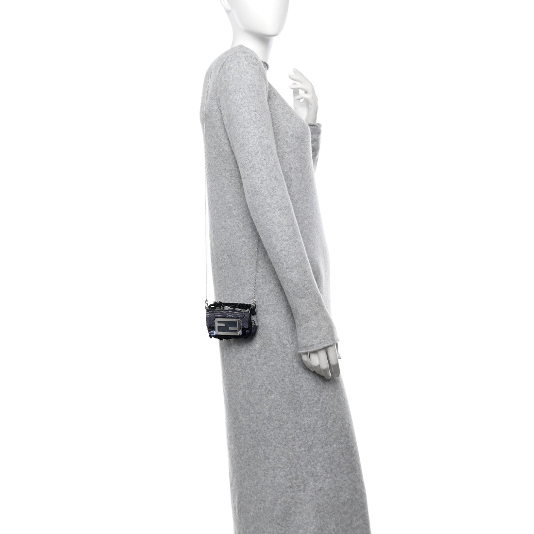 Sequin Paillettes Shiny Nappa Sex and the City Nano Maxi Buckle Baguette Charm Midnight