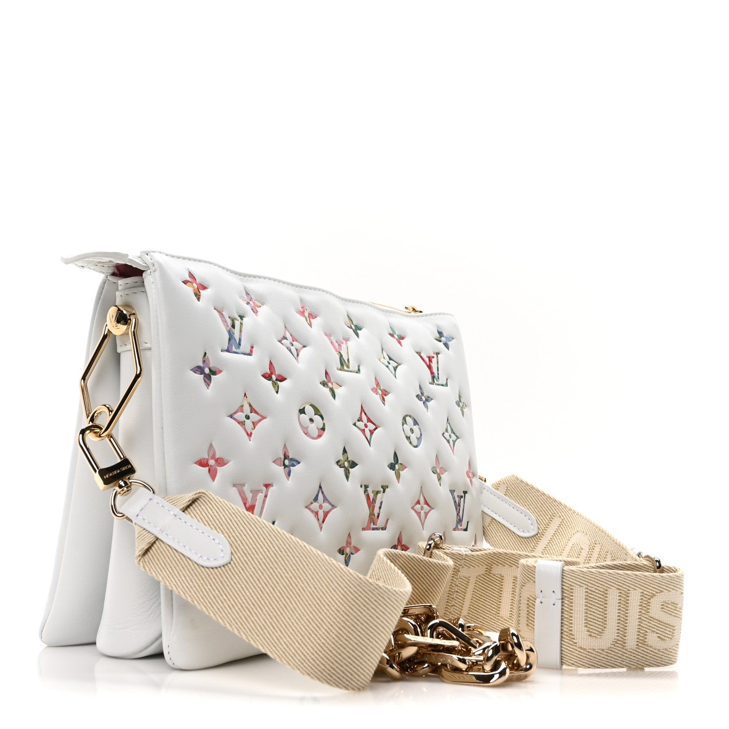 Lambskin Embossed Monogram LV Garden Coussin PM Cream