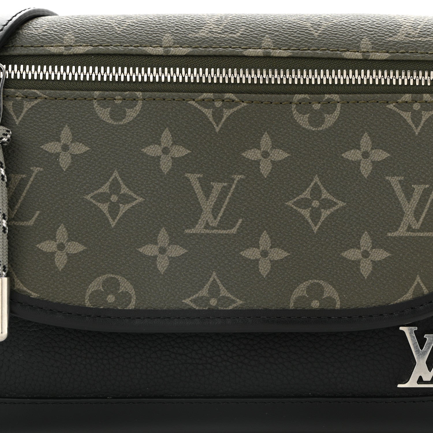 Grained Calfskin Monogram Pulse Messenger Khaki Black