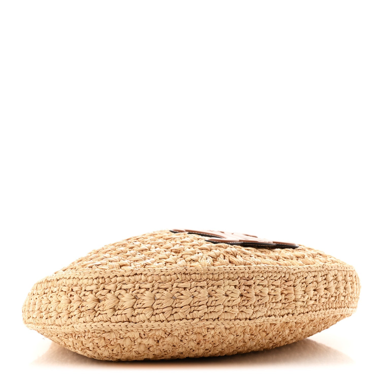 Raffia Calfskin Triomphe Panier Hobo Bag Natural Tan