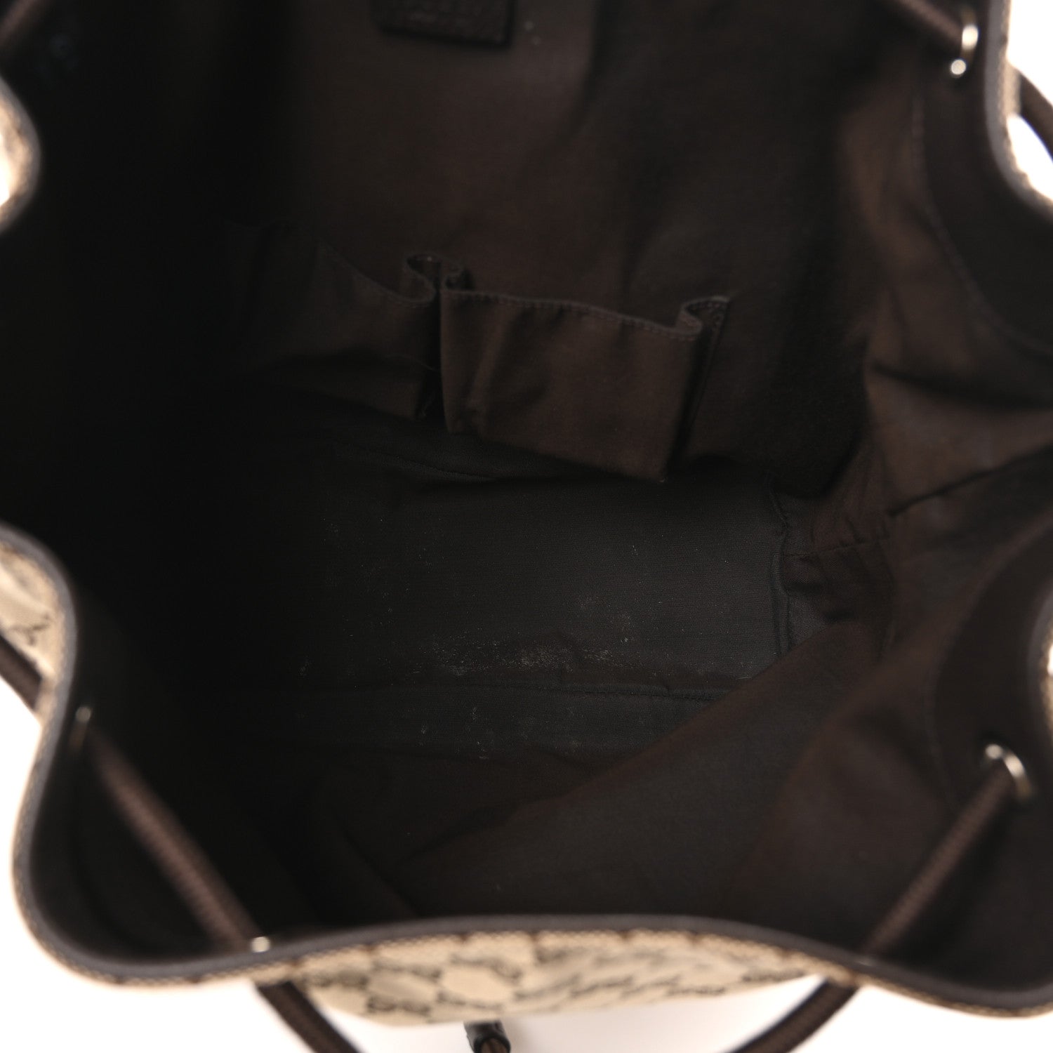 Monogram Dollar Calfskin O Drawstring Backpack Beige Ebony Testa di Moro Dark Chocolate