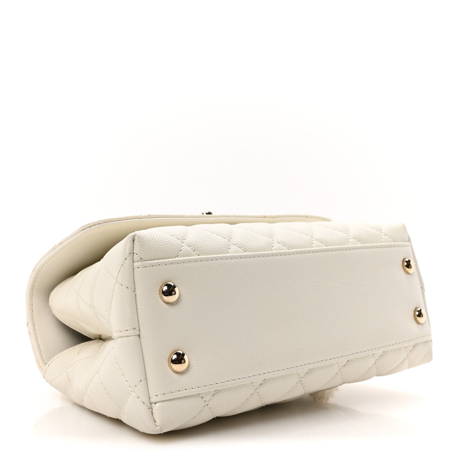 Caviar Quilted Mini Coco Handle Flap White