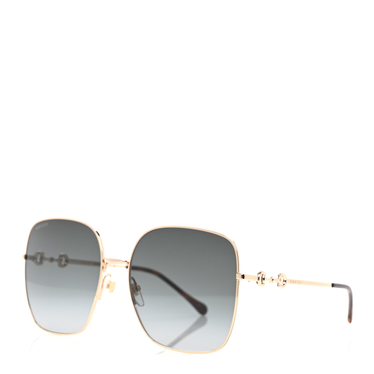 Metal Horsebit Square Frame Sunglasses GG0879S Gold