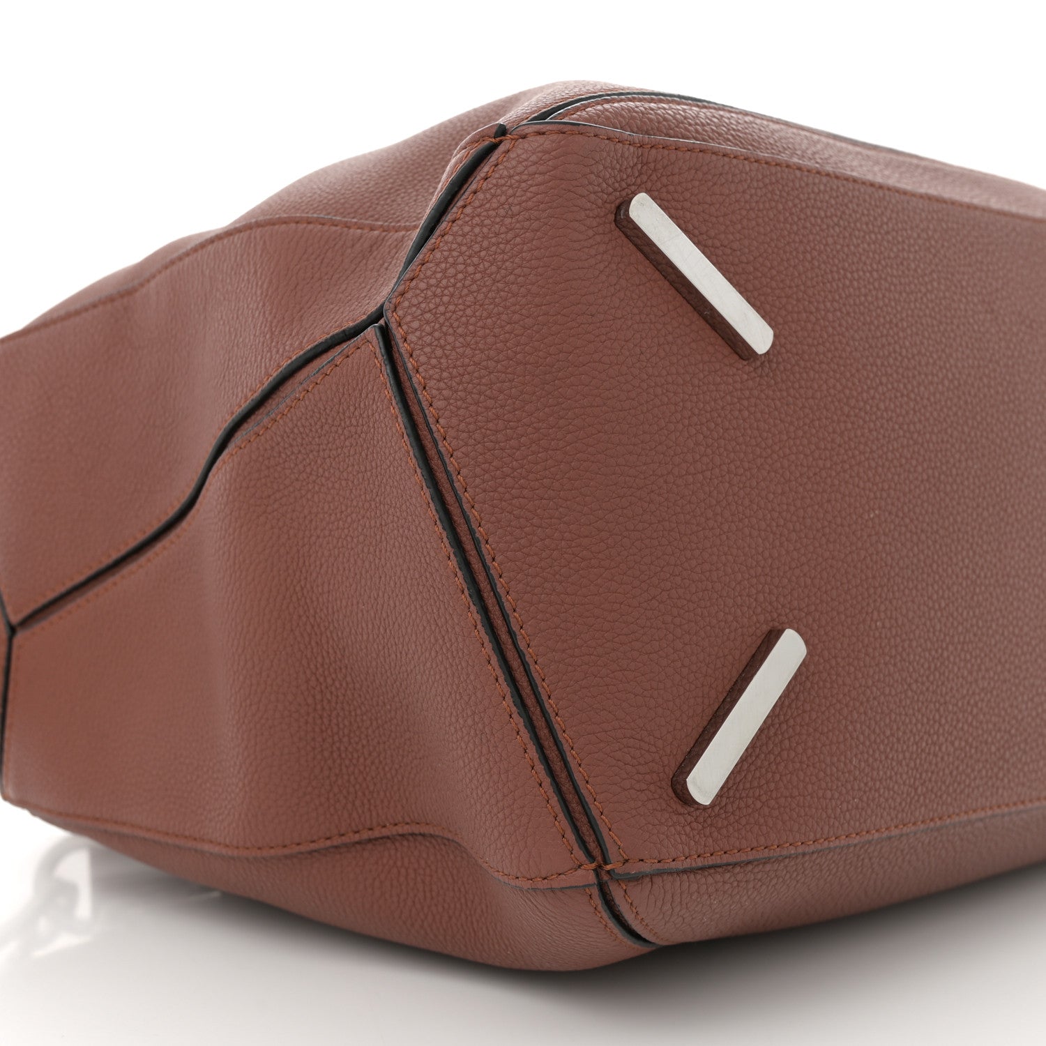 Grained Calfskin Large Puzzle Bag Brown