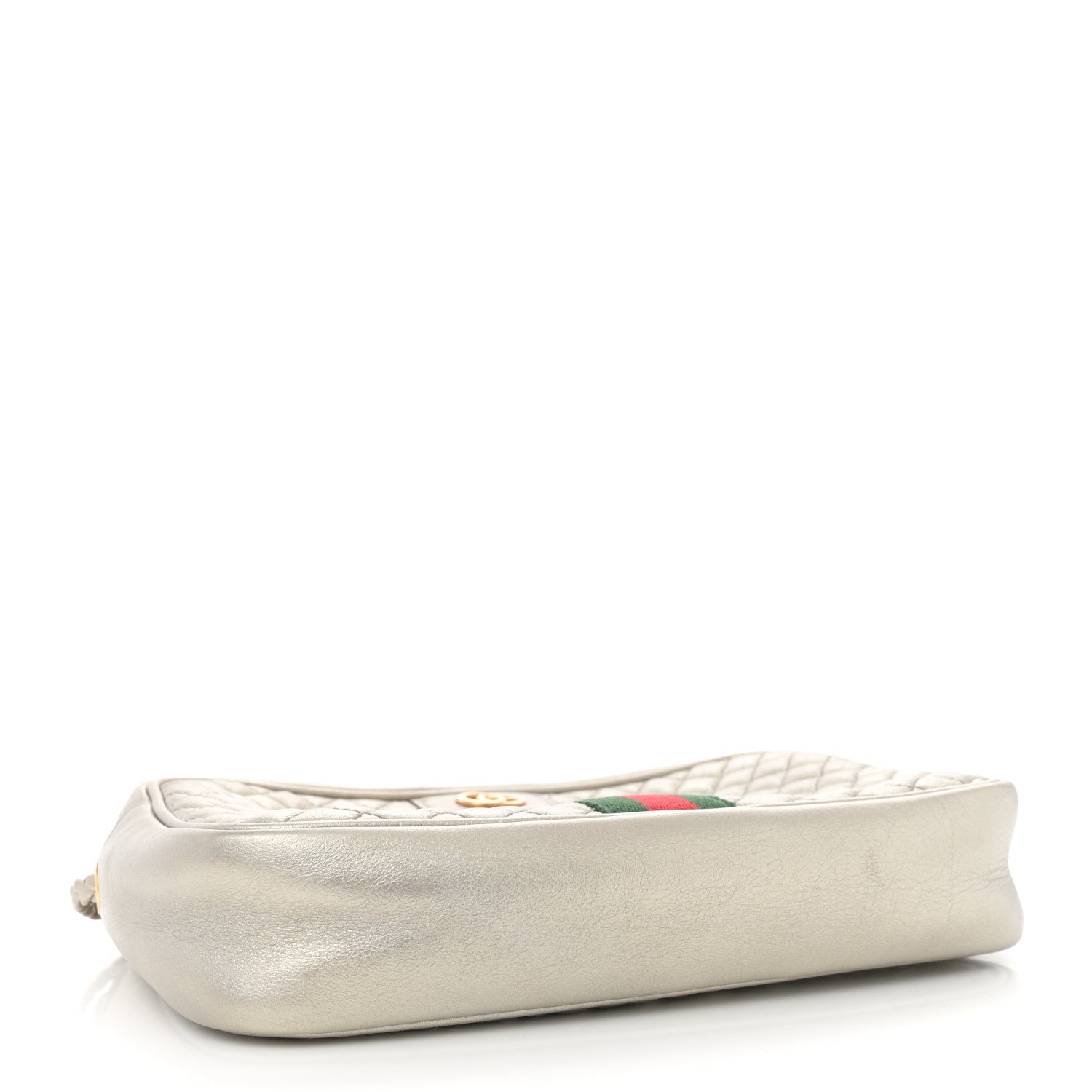 Laminated Nappa Web Trapuntata Small GG Shoulder Bag Argento