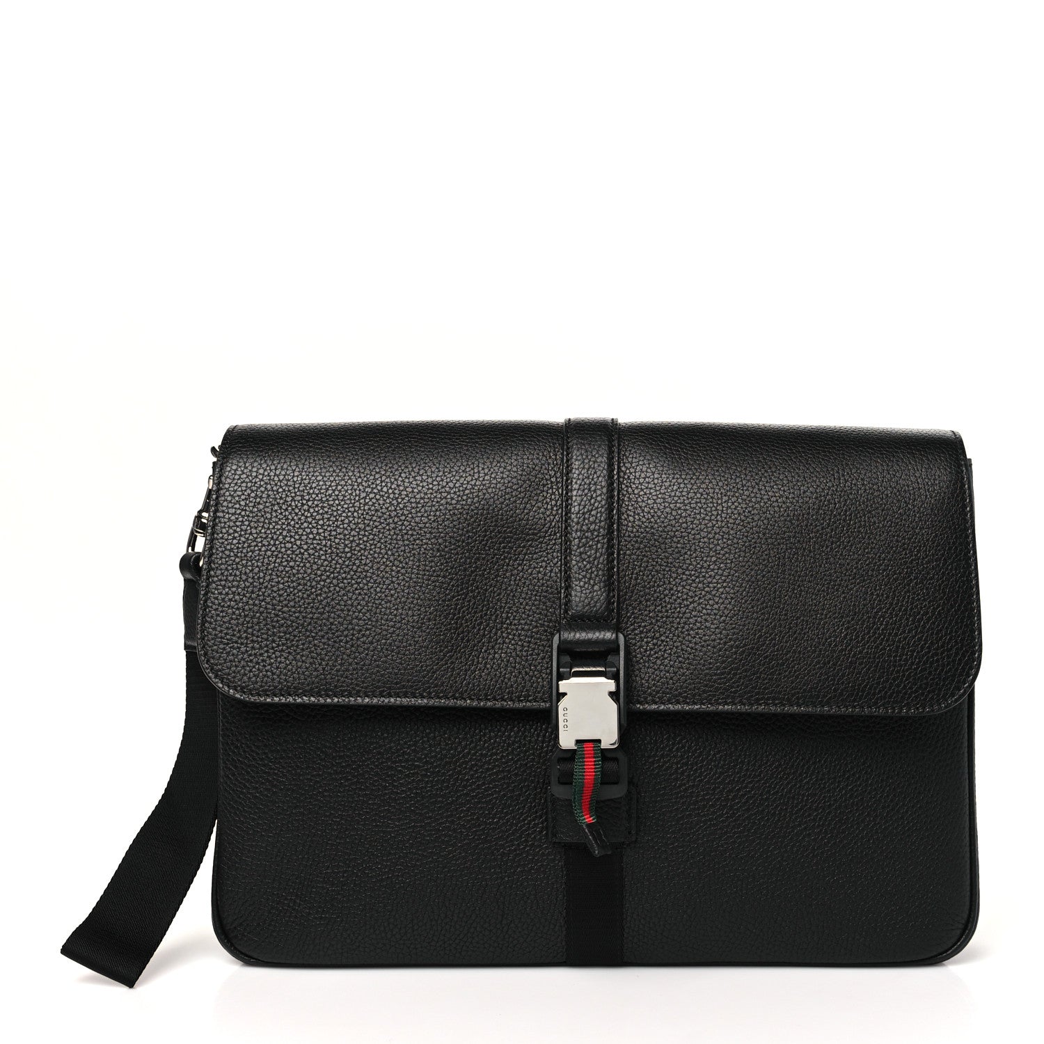 Calfskin Web Medium Business Case Black