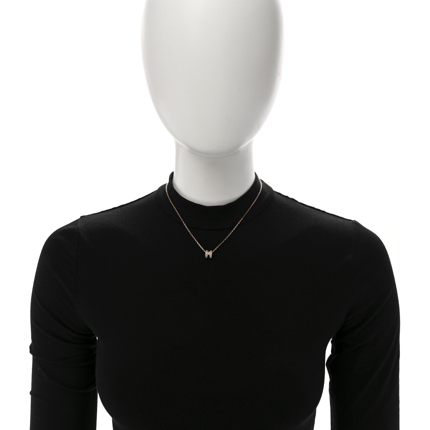 Lacquered Rose Gold Mini Pop H Pendant Necklace Marron Glace