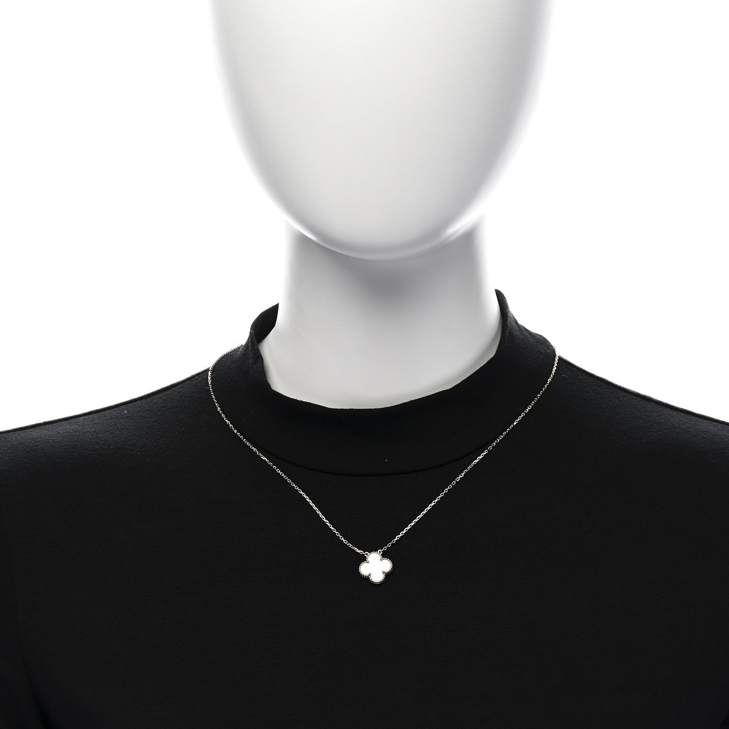 18K Yellow Gold Mother of Pearl Vintage Alhambra Pendant Necklace