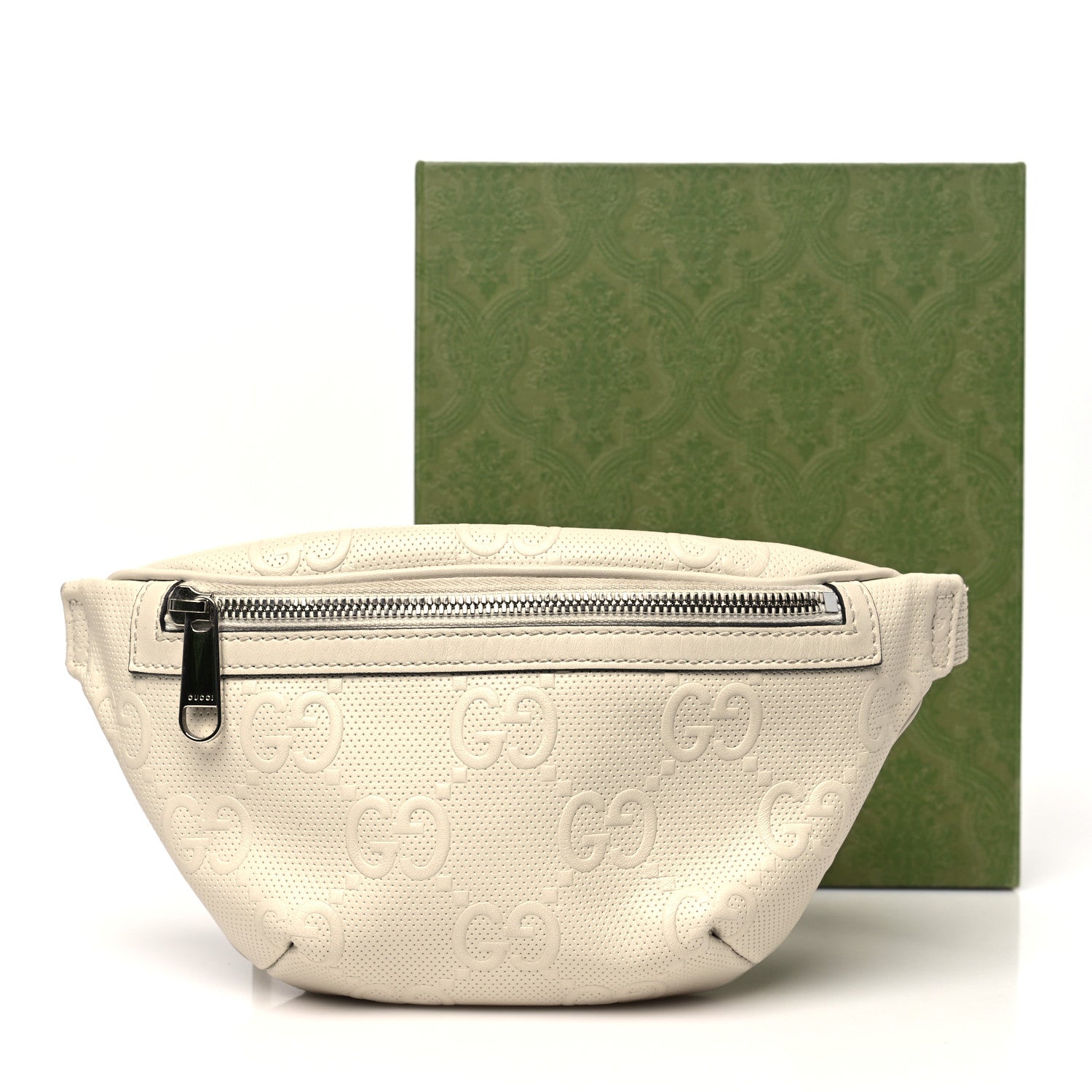 Calfskin GG Tennis Embossed Belt Bag Mystic White