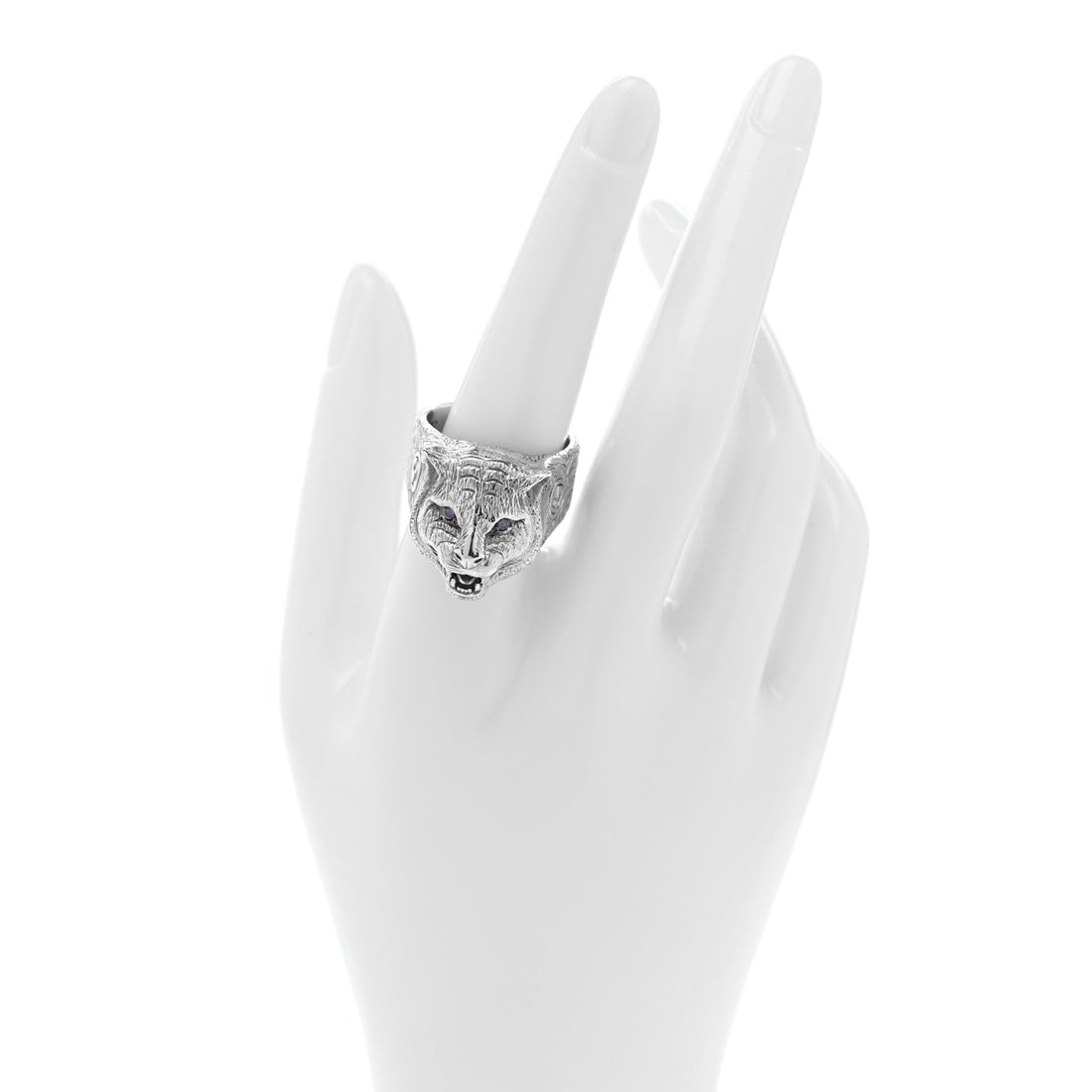 Sterling Silver Crystal Le Marche Des Merveilles Feline Head Ring 61 9.5 Purple