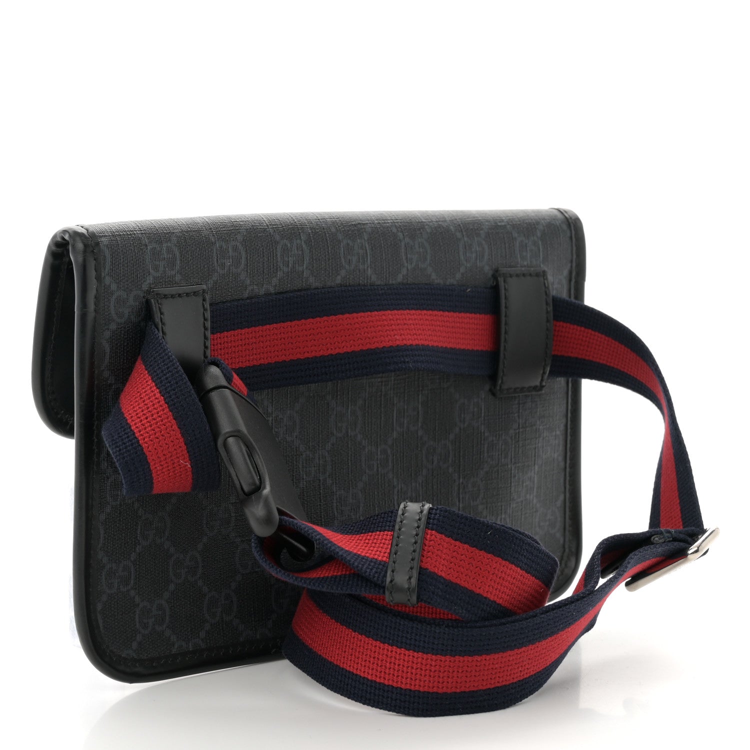 GG Supreme Monogram Web Slim Belt Bag Black Grey
