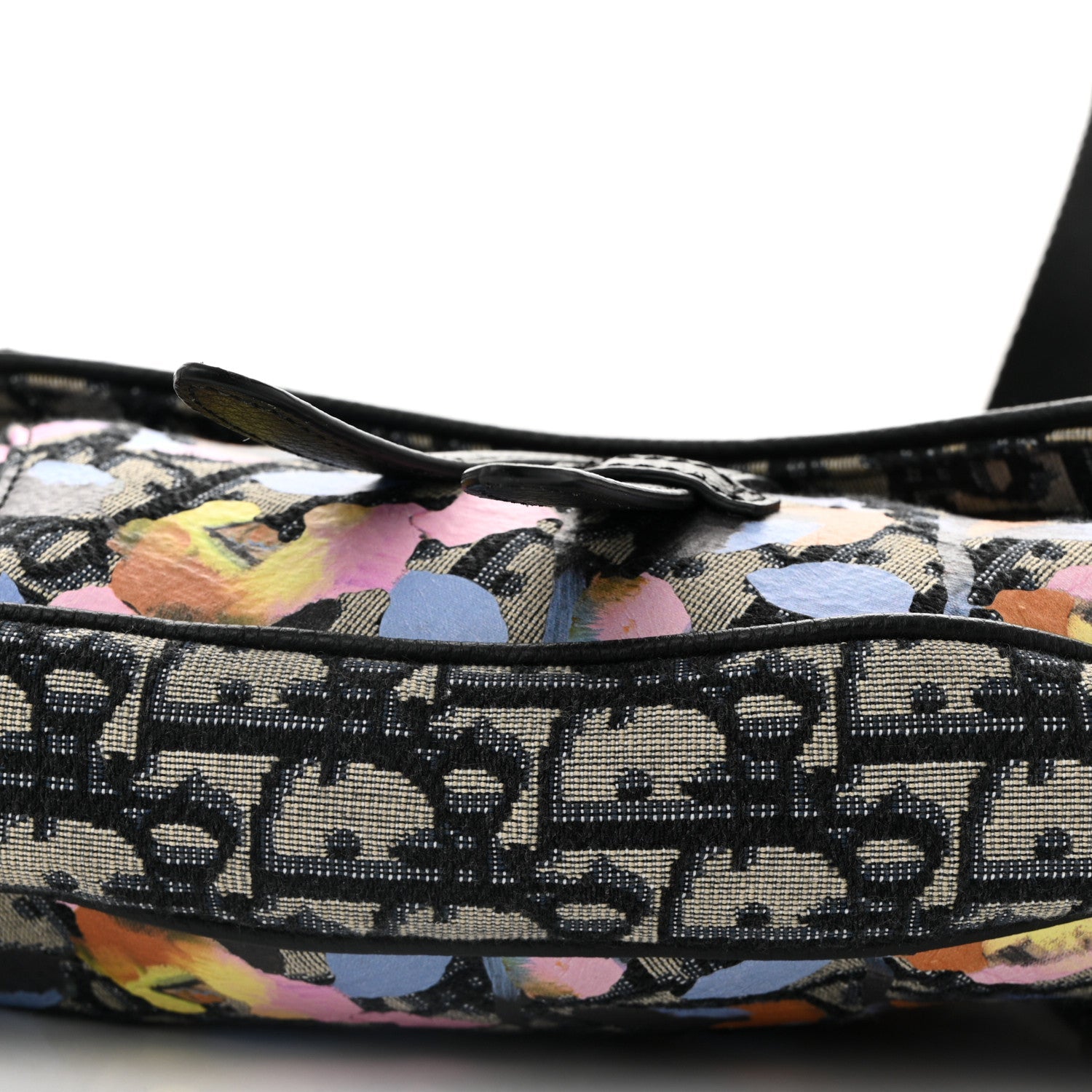 X ALEX FOXOTN Oblique Floral Print Mens Saddle Bag Blue Multicolor