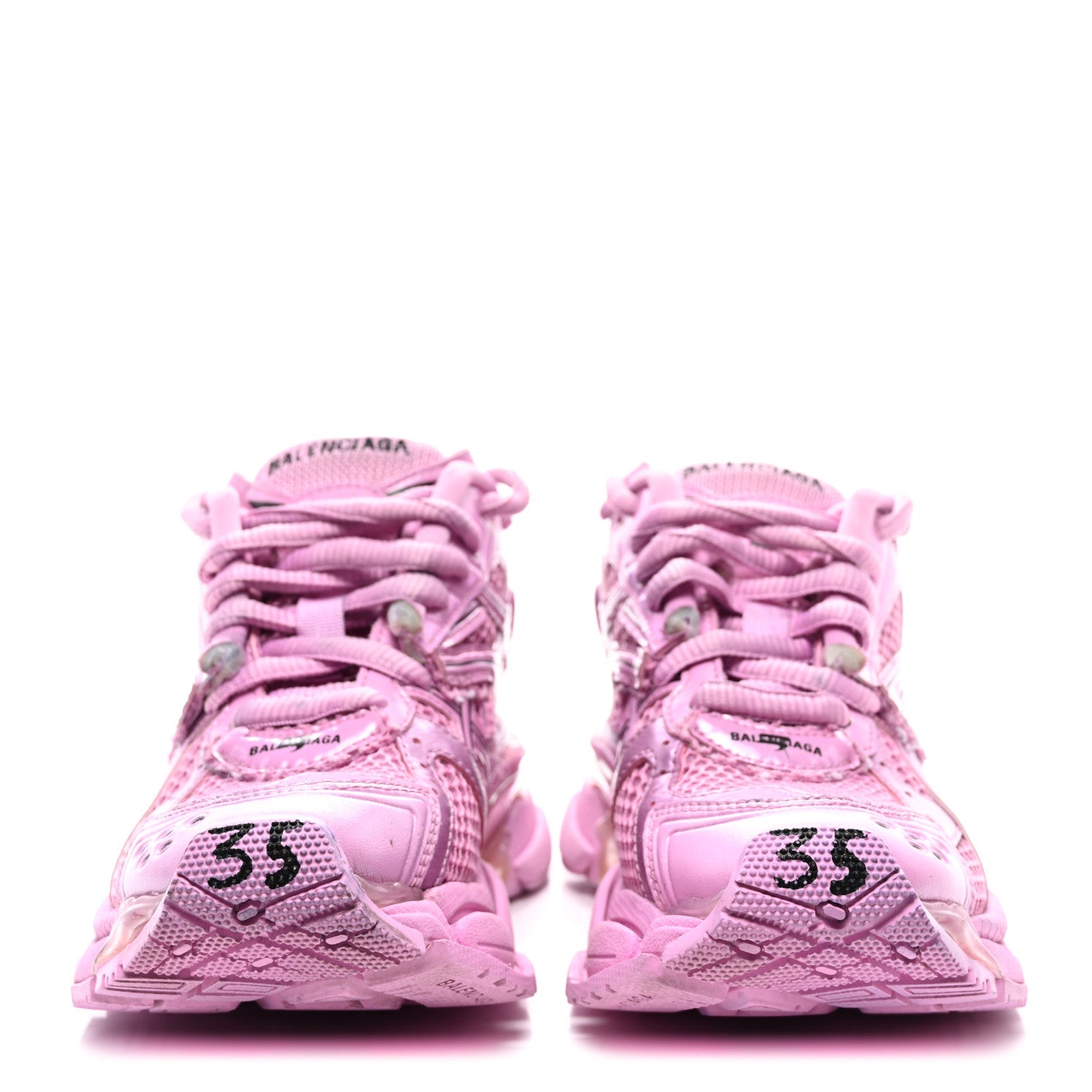 Mesh Rubber Distressed Womens Runner Sneakers 35 Pink