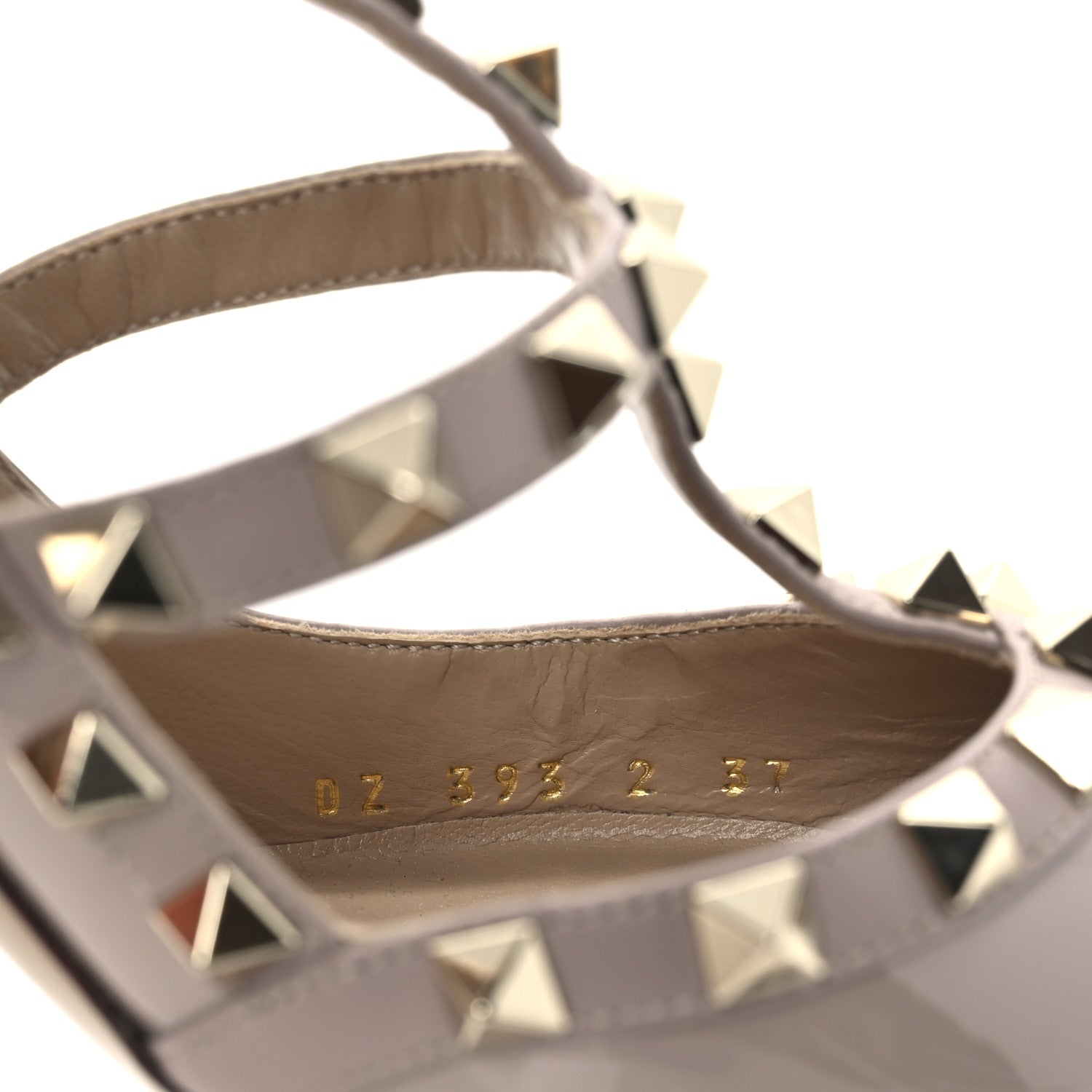 Patent Nappa Rockstud Ankle Strap 100mm Pumps 37 Poudre