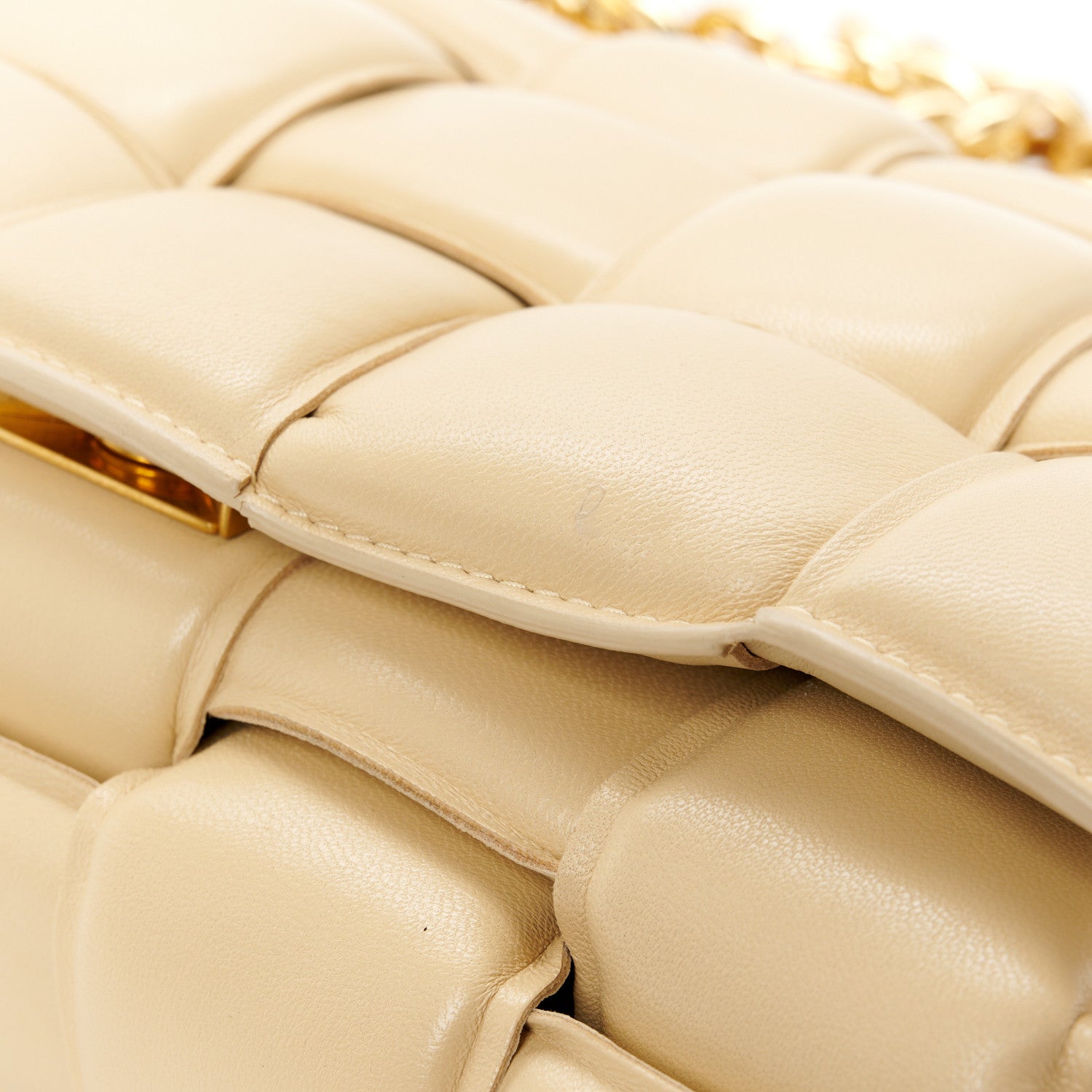 Lambskin Maxi Intreccio Padded Chain Cassette Crossbody Bag Porridge