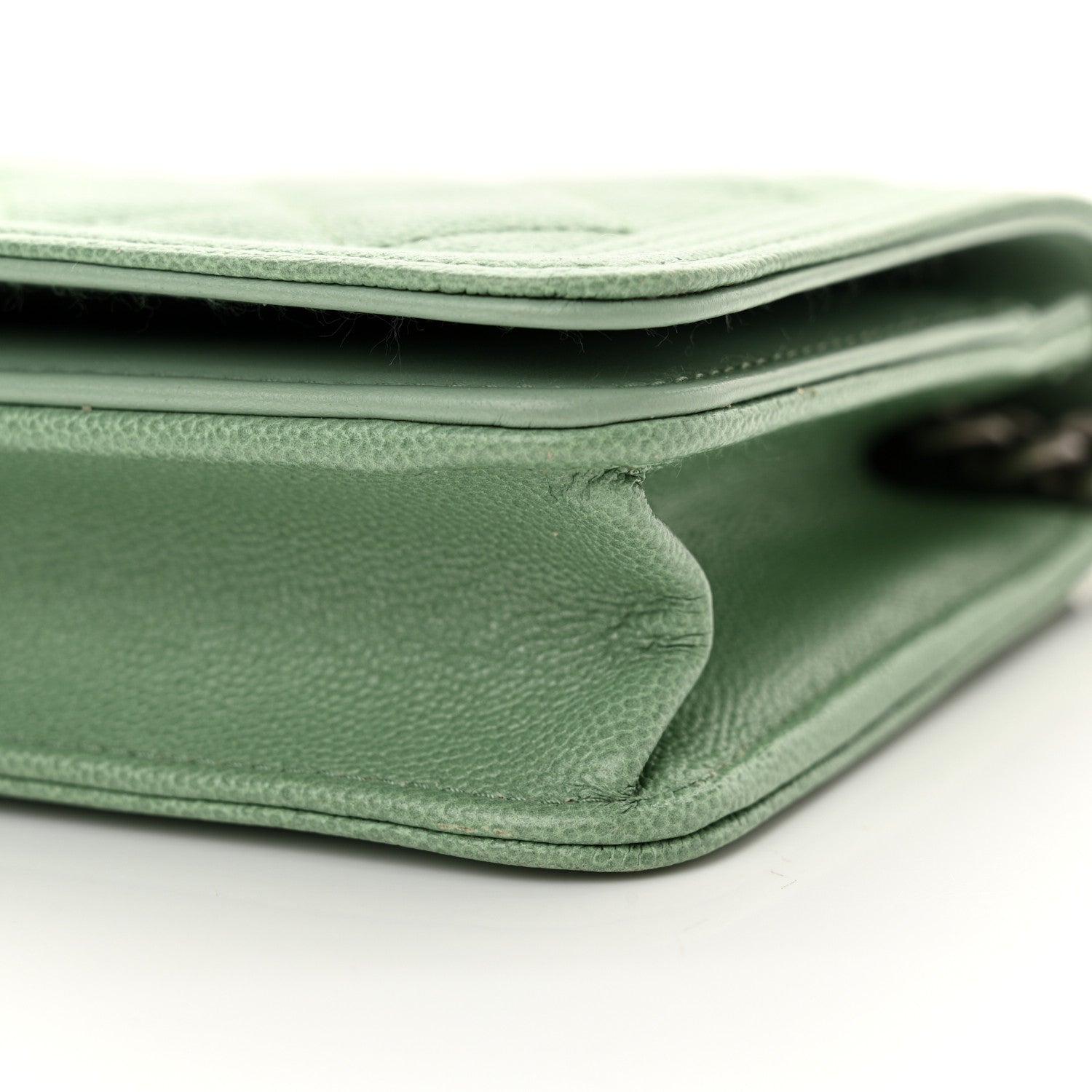 Caviar Quilted Boy Wallet On Chain WOC Light Green