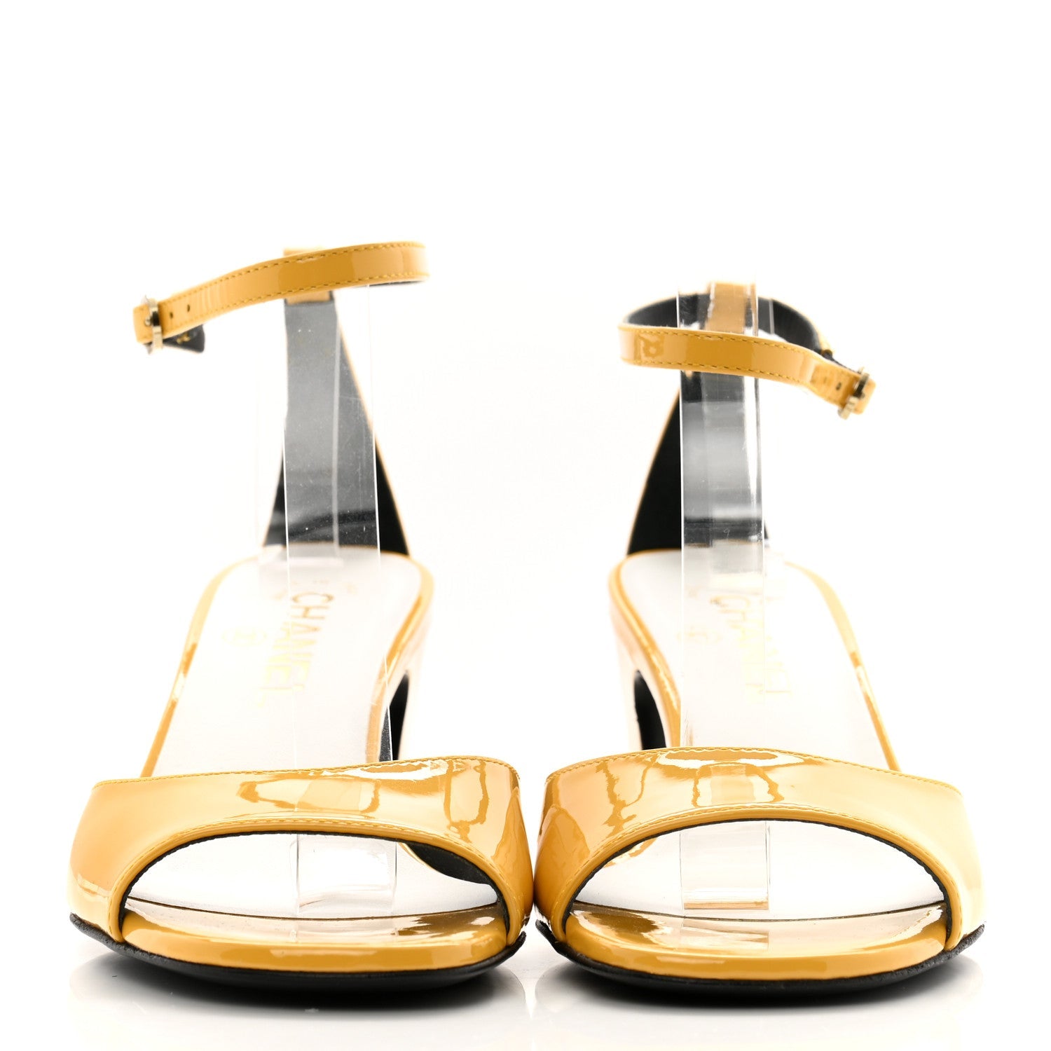 Patent CC Ankle Strap Sandals 37.5 Yellow