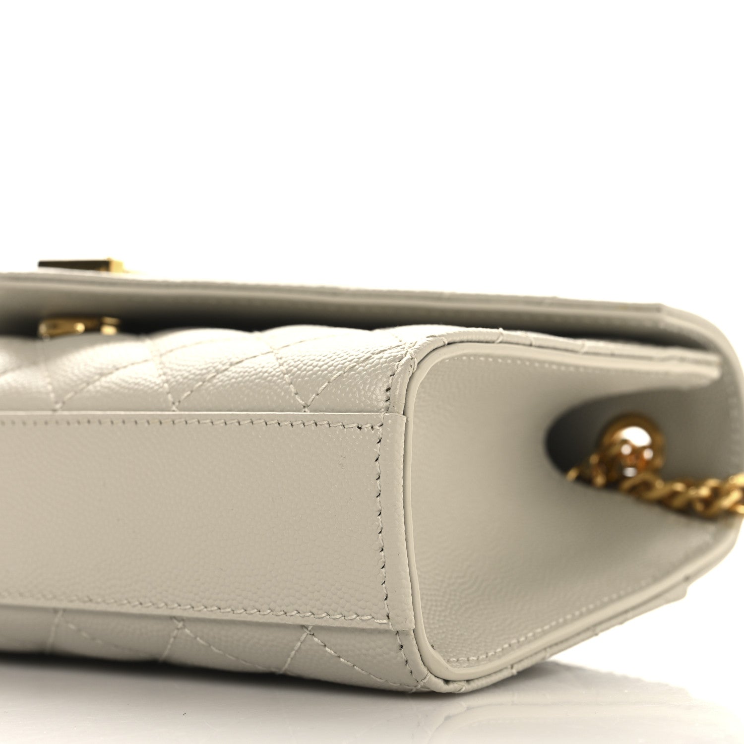 Grain De Poudre Textured Mixed Matelasse Triquilt Small Monogram Satchel Crema Soft