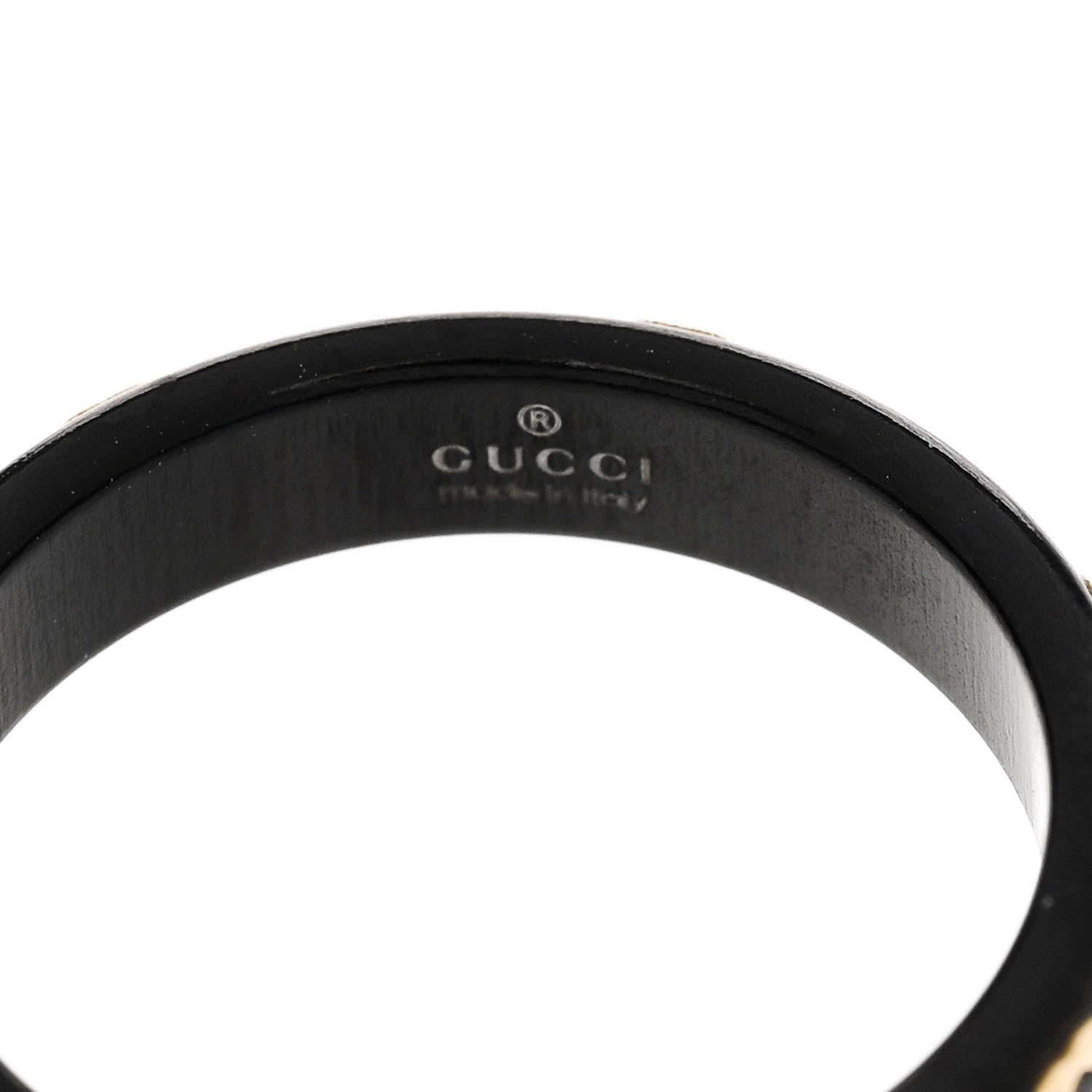 18K Yellow Gold Synthetic Corundum Icon Ring 52 6 Black